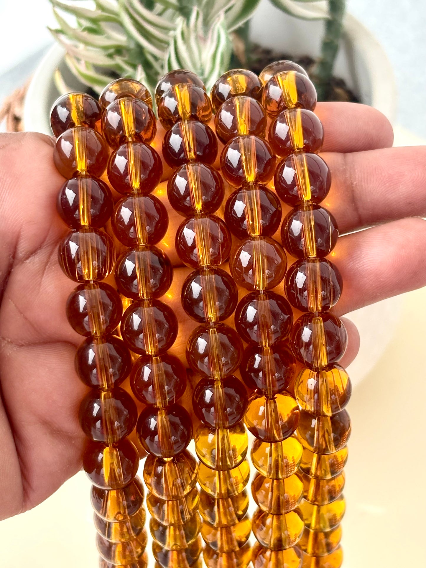 Amber Brown 10MM Glass Beads