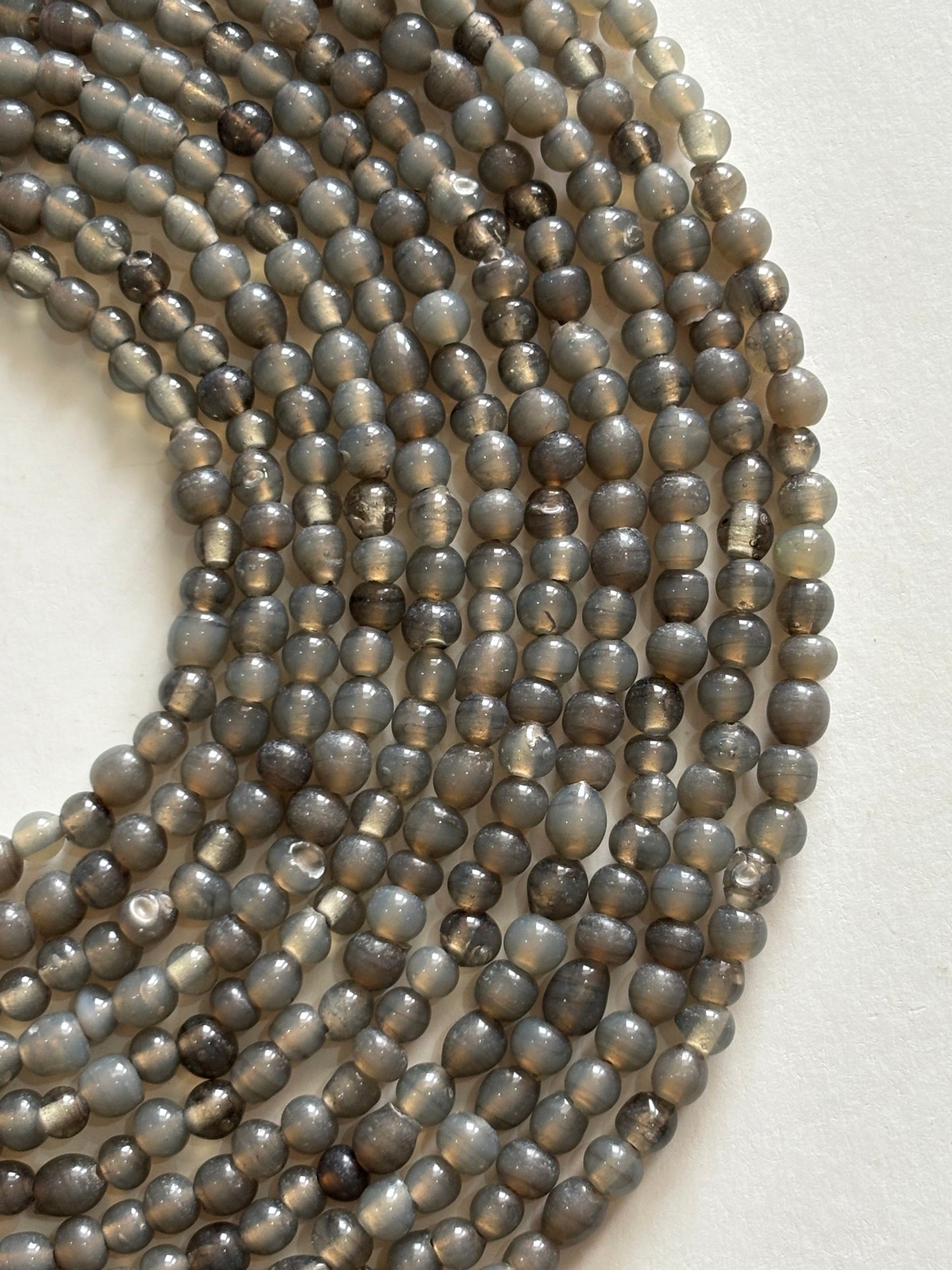 Uneven Grey Glass Beads 4MM