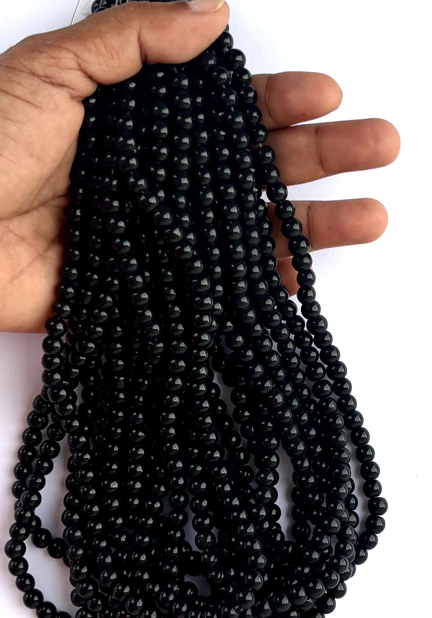 High Shine Monalisa Black Round Beads 6MM