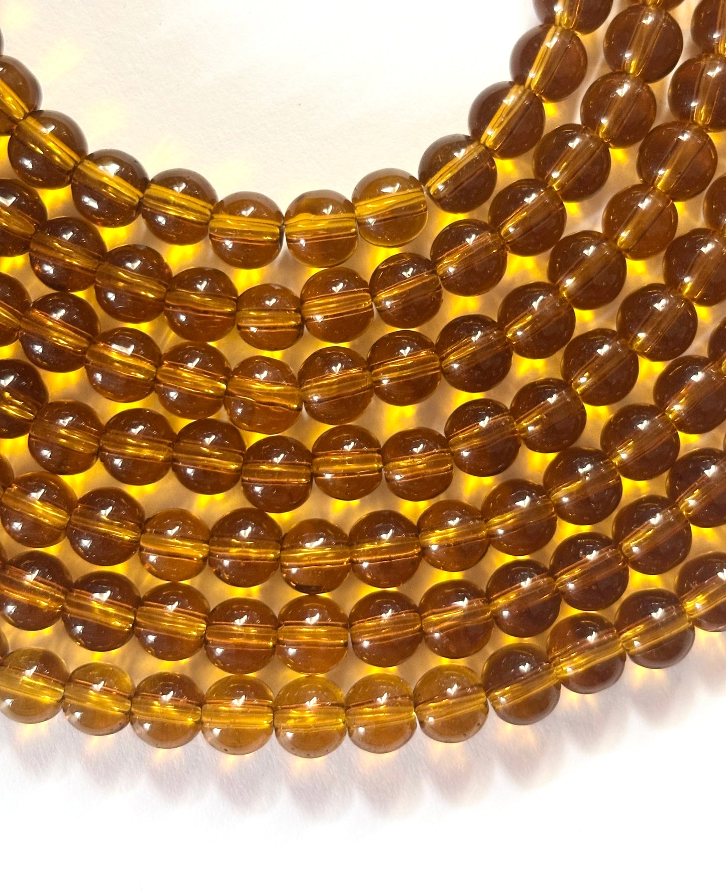 Amber Brown 6MM Glass Beads