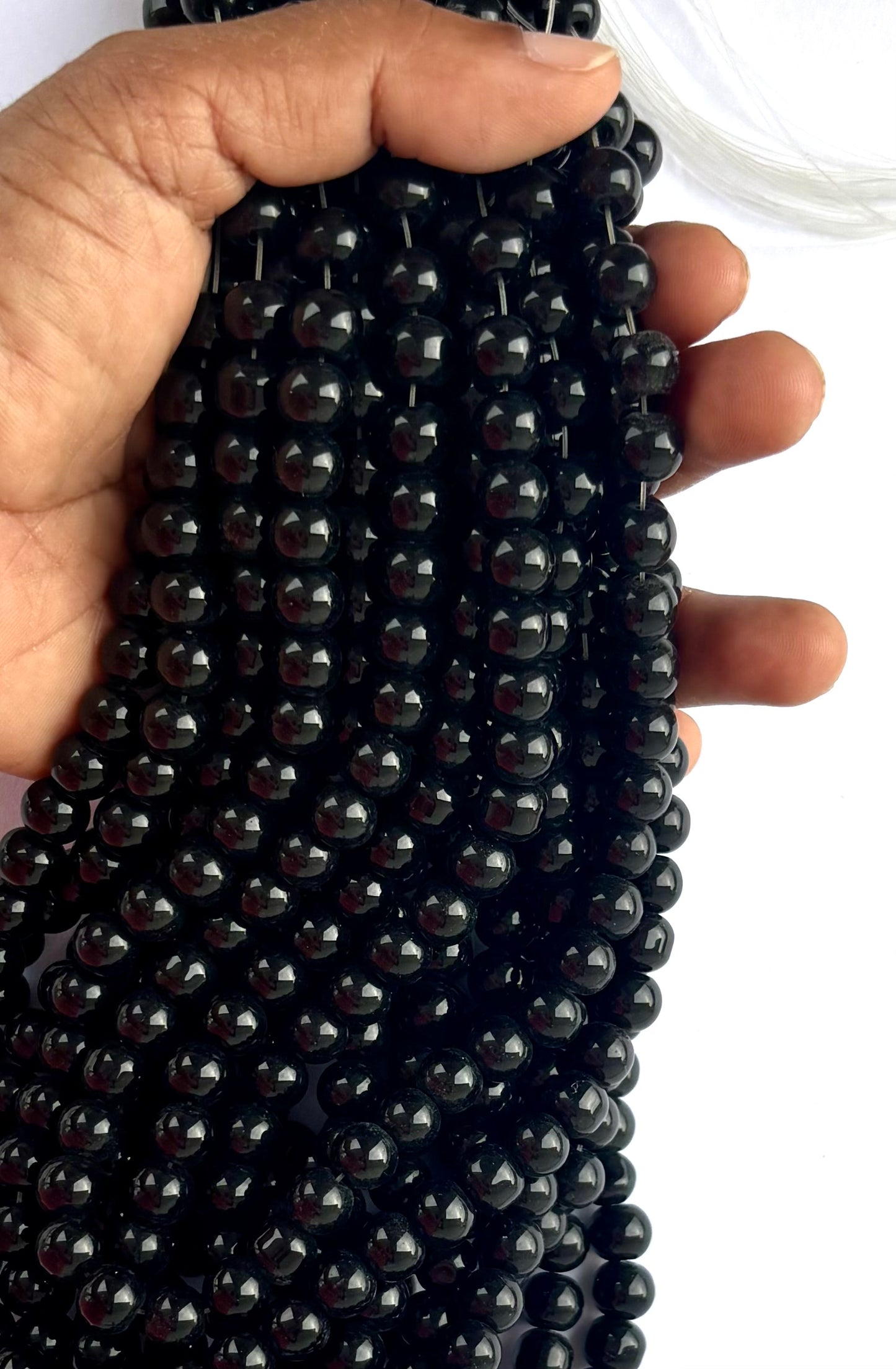 High Shine Monalisa Black Round Beads 8MM