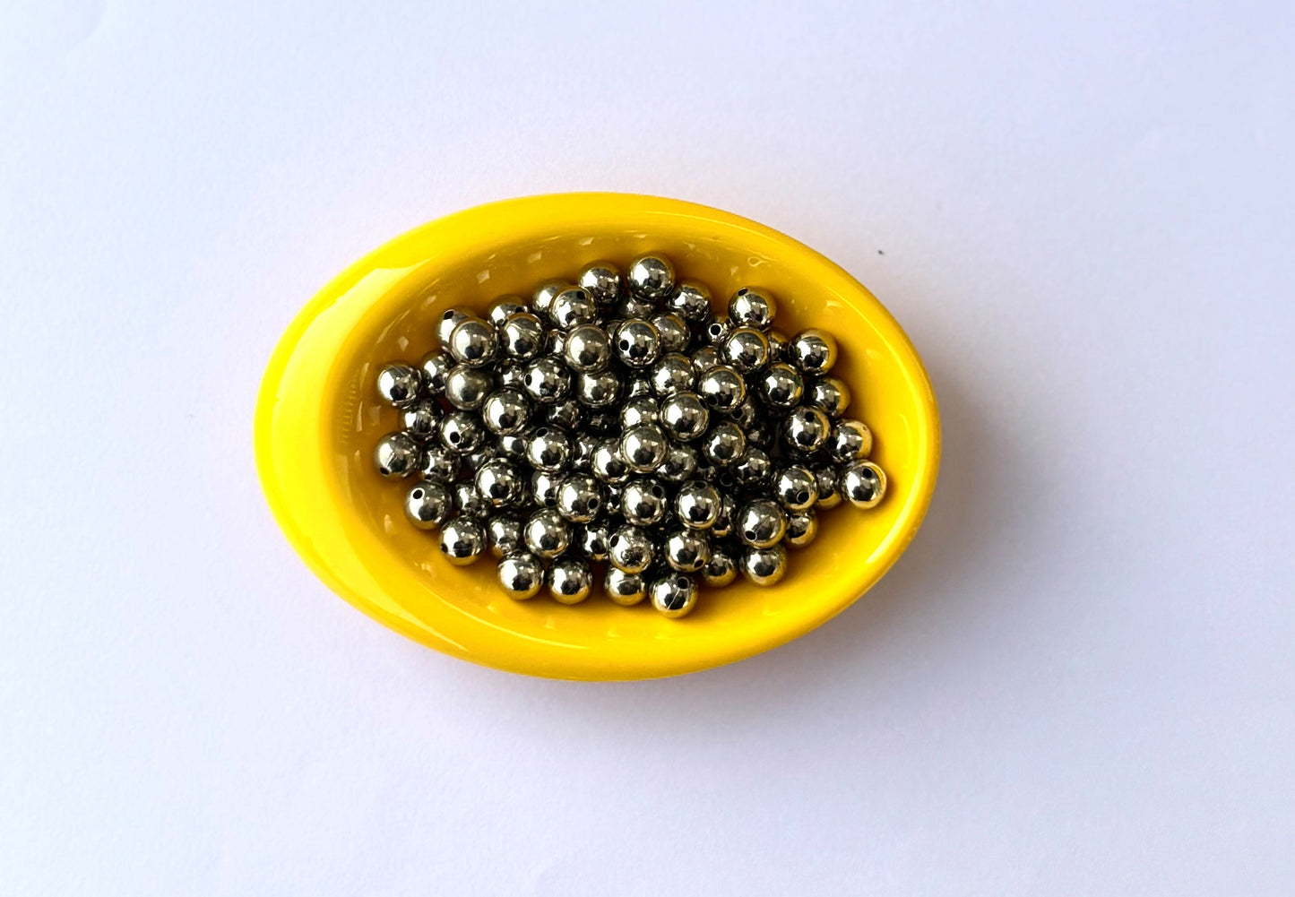 Lightweight Silver Tone CCB Round Beads 8MM