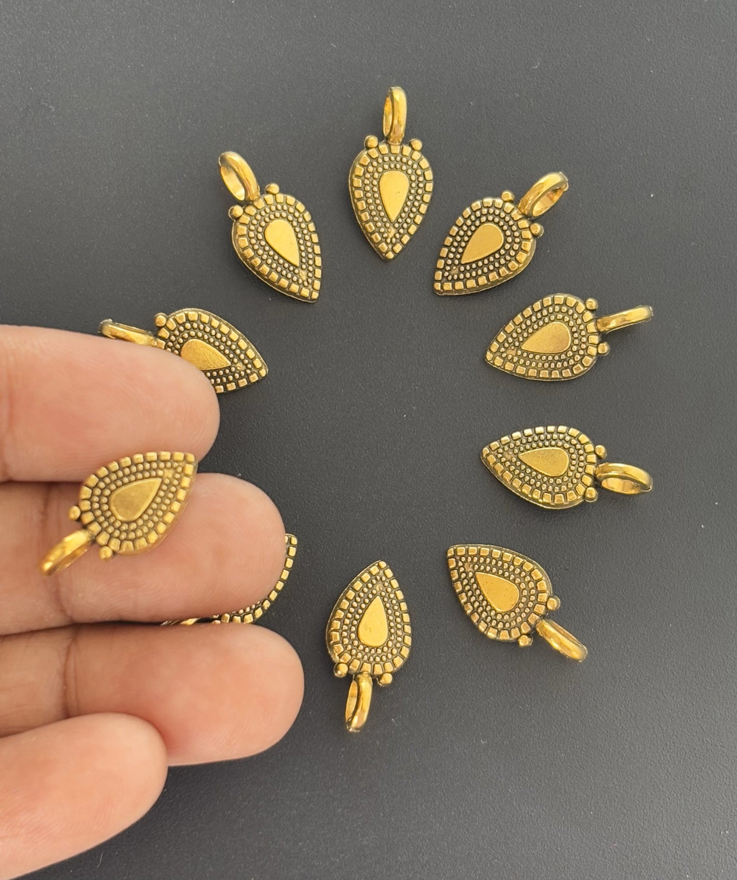 Antique Gold Drop Shaped Metal Charms