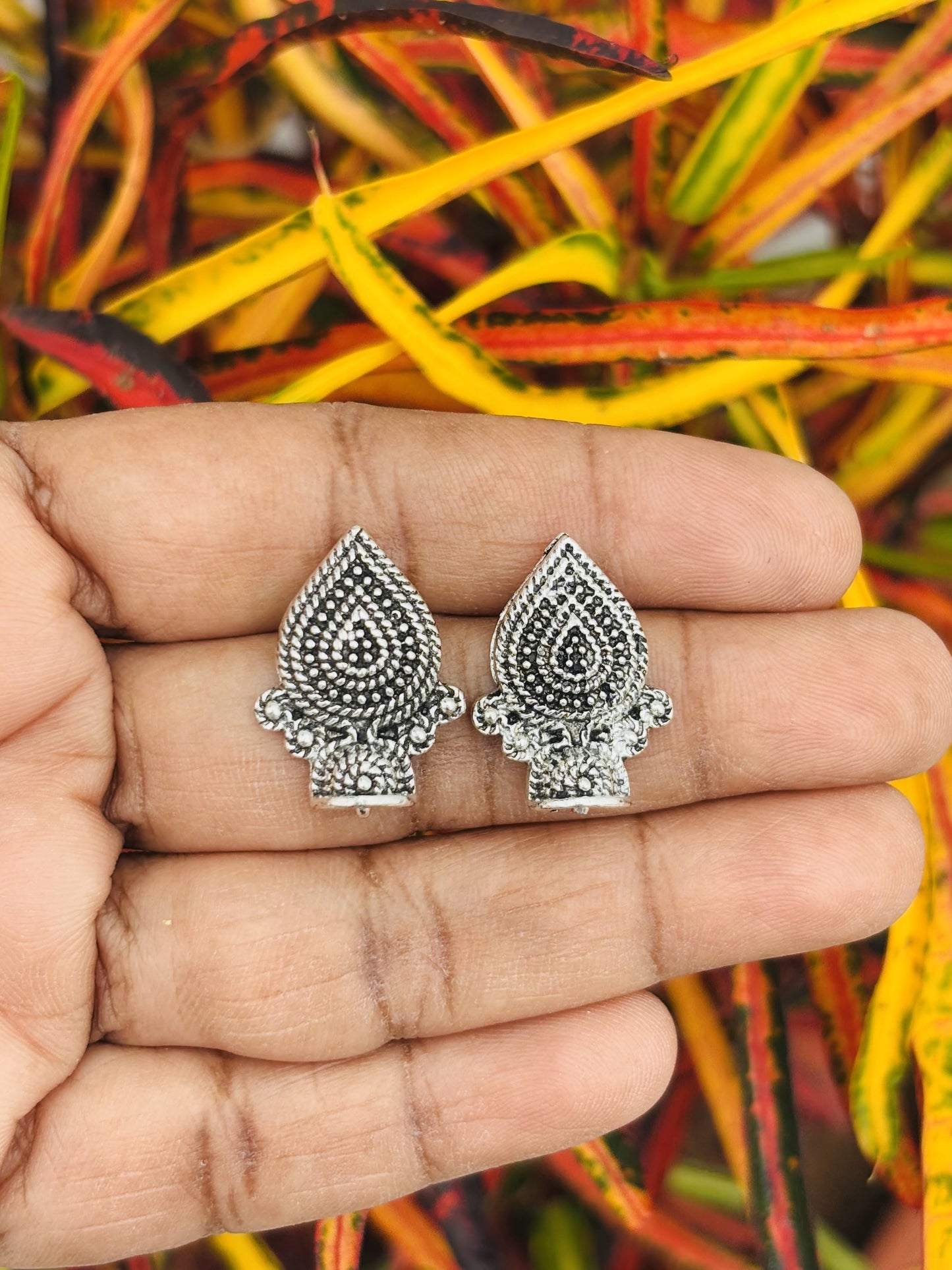 Oxidized Silver Teardrop Studs
