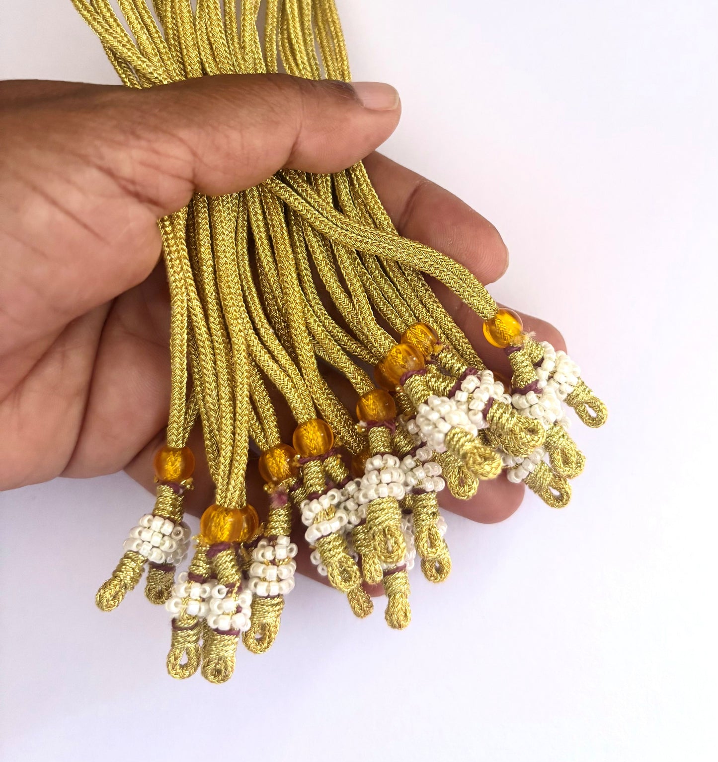 Gold Braided Adjustable Tassel Extender with Seed Beads