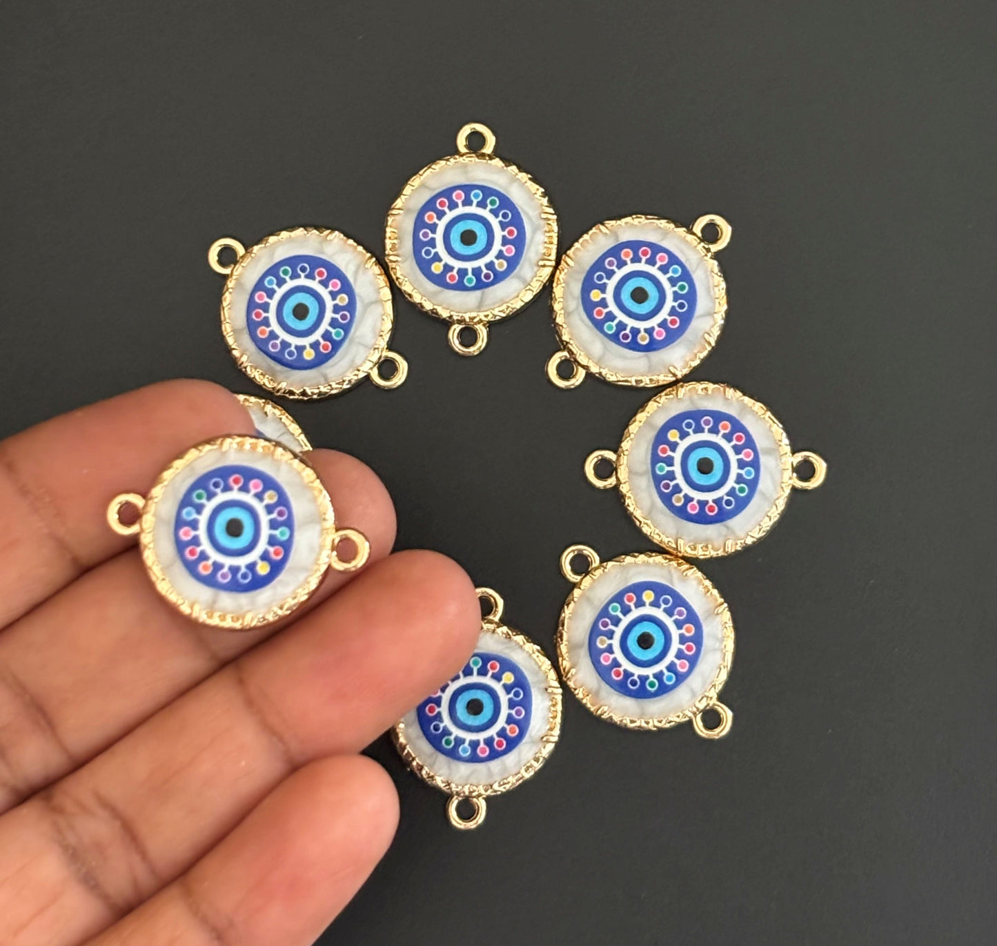Colorful Gold Plated Blue Evil Eye Resin Charms