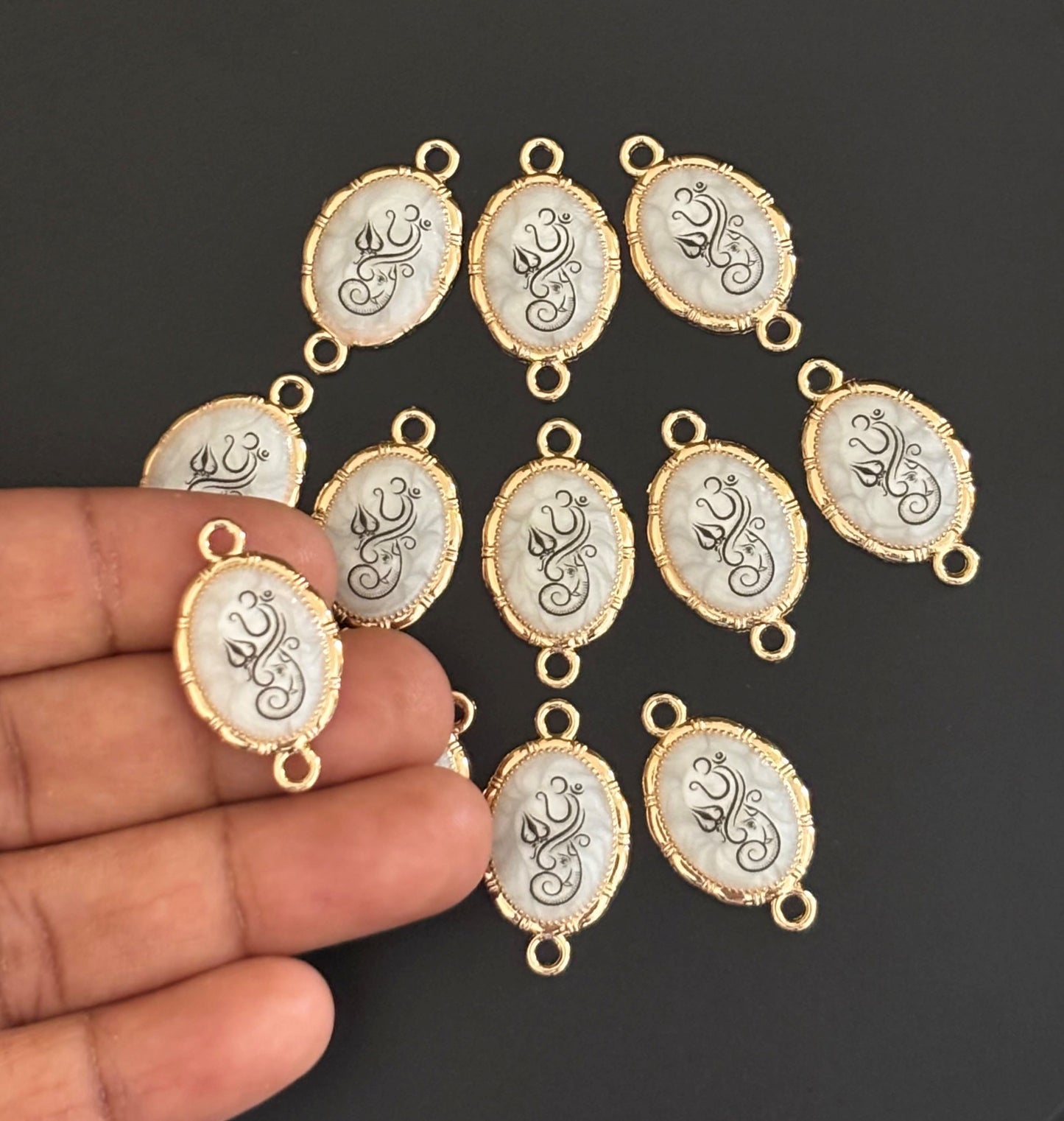 Gold Plated Om and Trishul Resin Charms