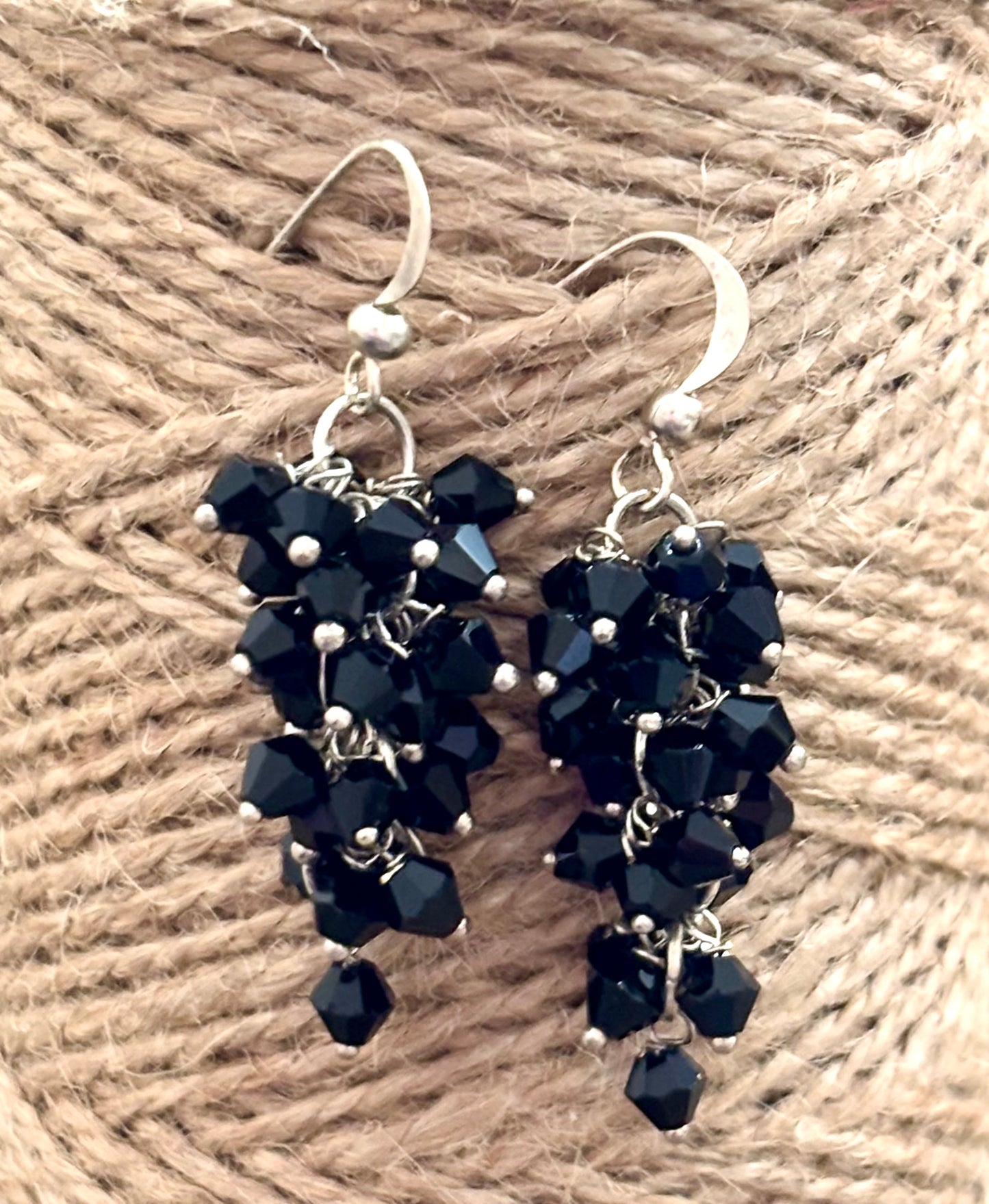 Handmade Black Crystal Cluster Earrings