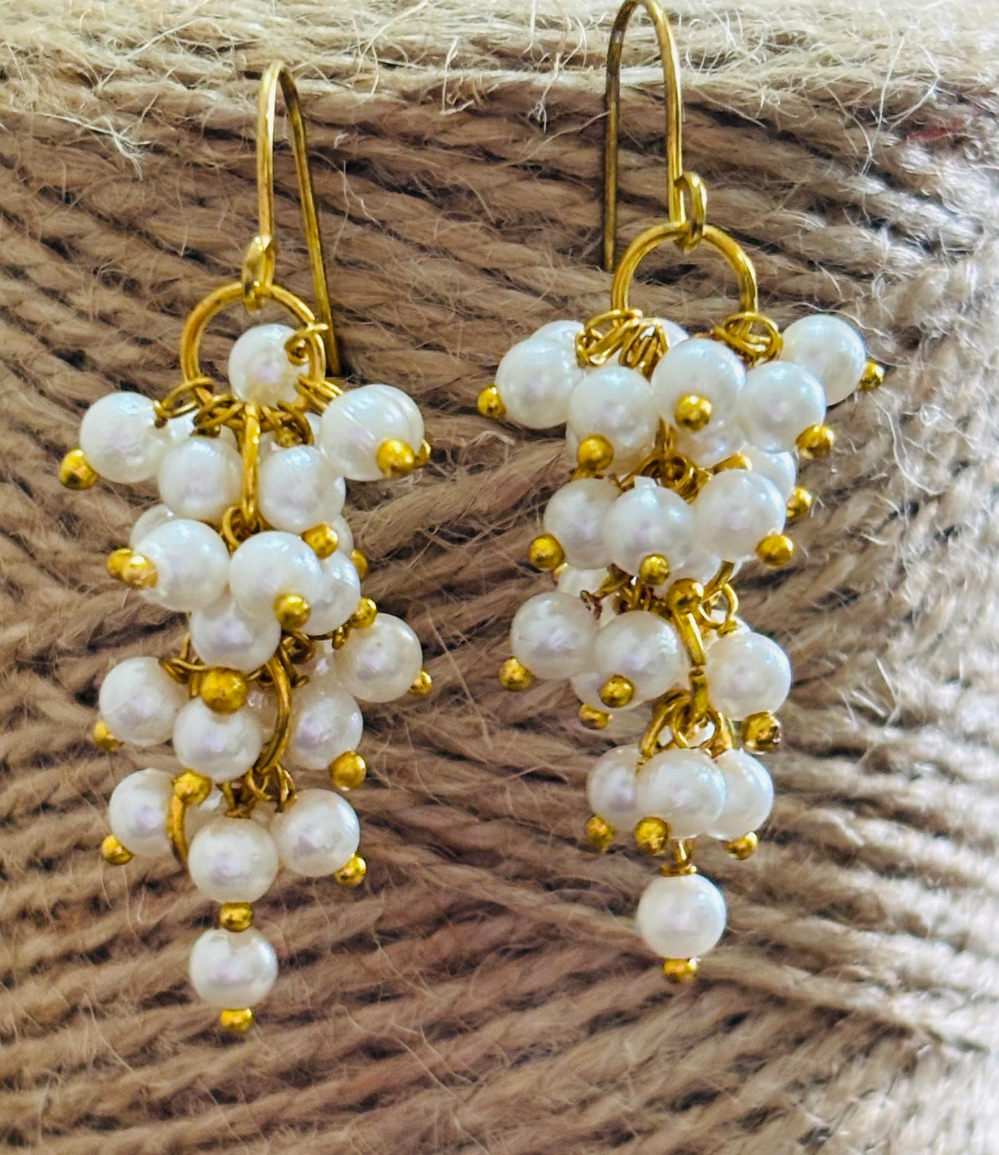 Handmade Pearl Cluster Earrings