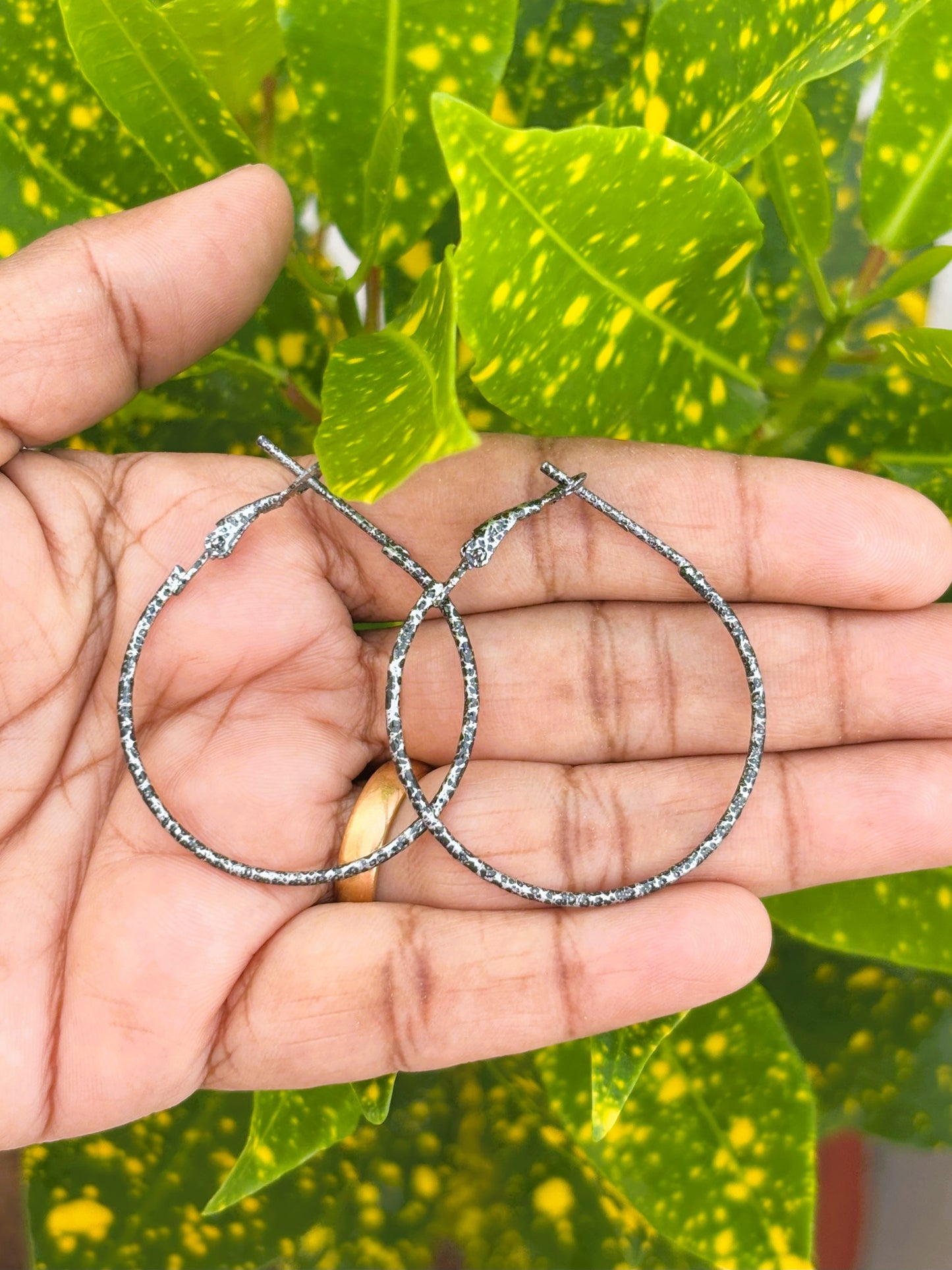 Medium Gunmetal Hoops