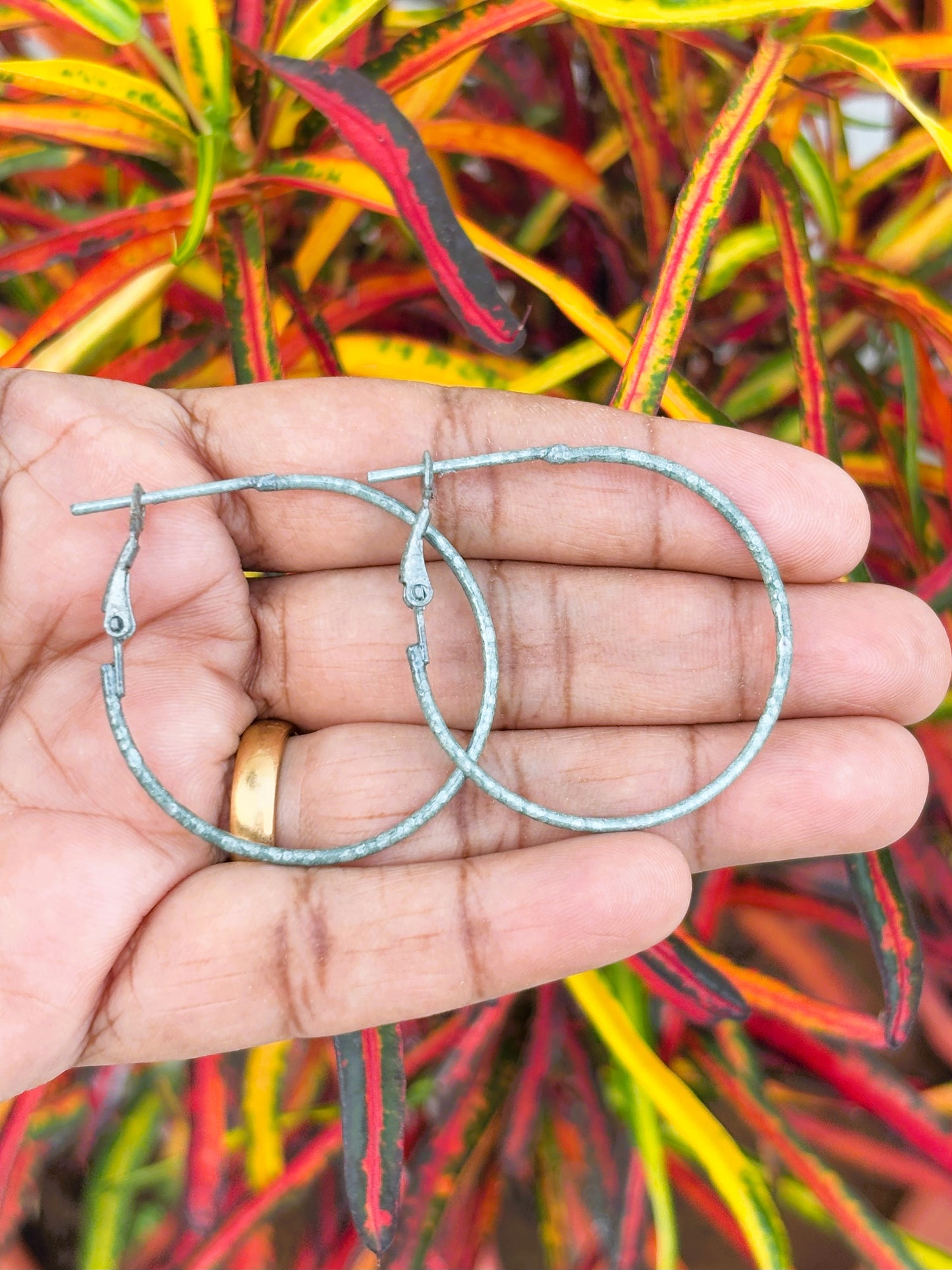 Textured Patina Hoops