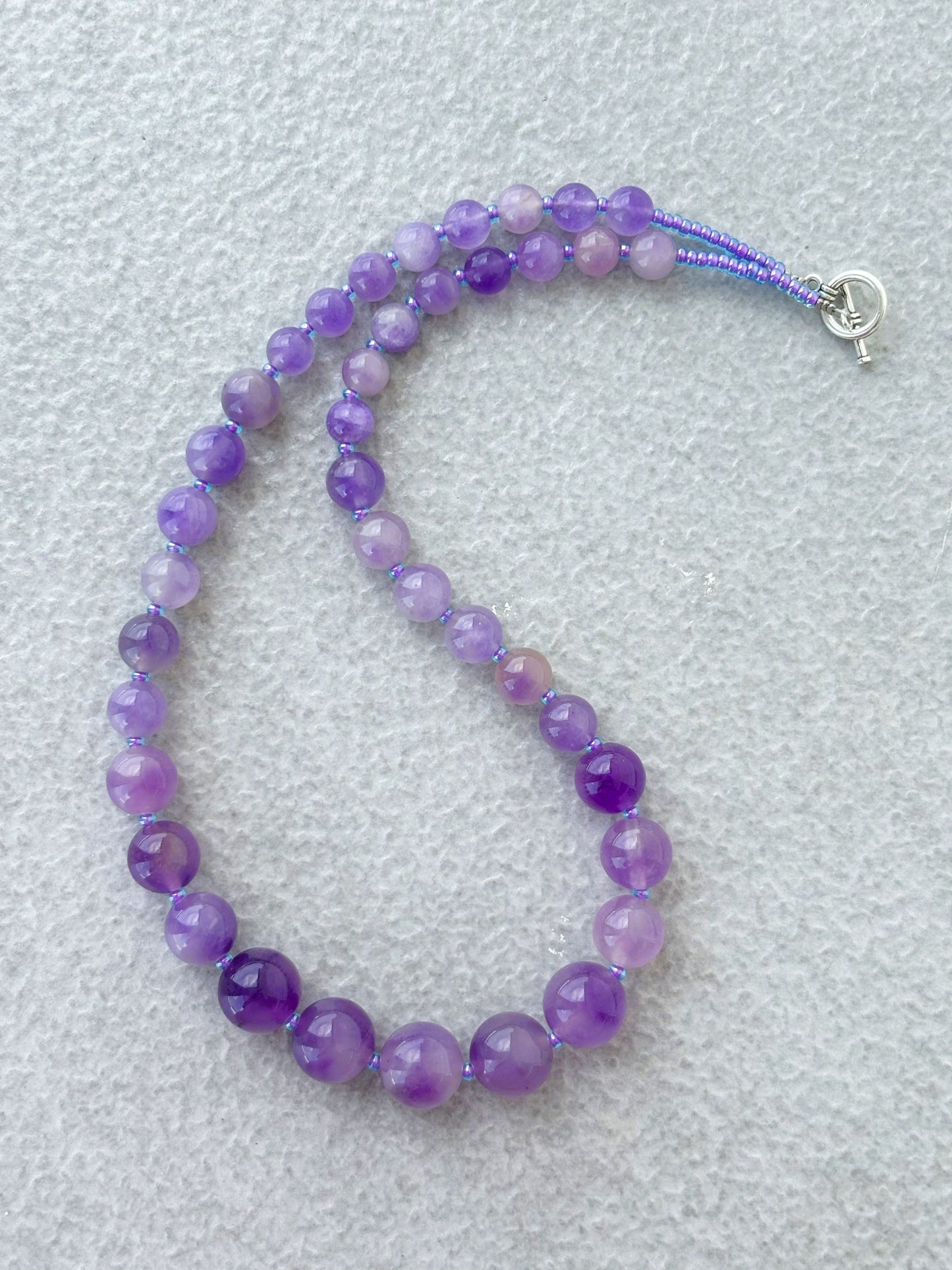 Handmade Graduated Amethyst Gemstone Necklace