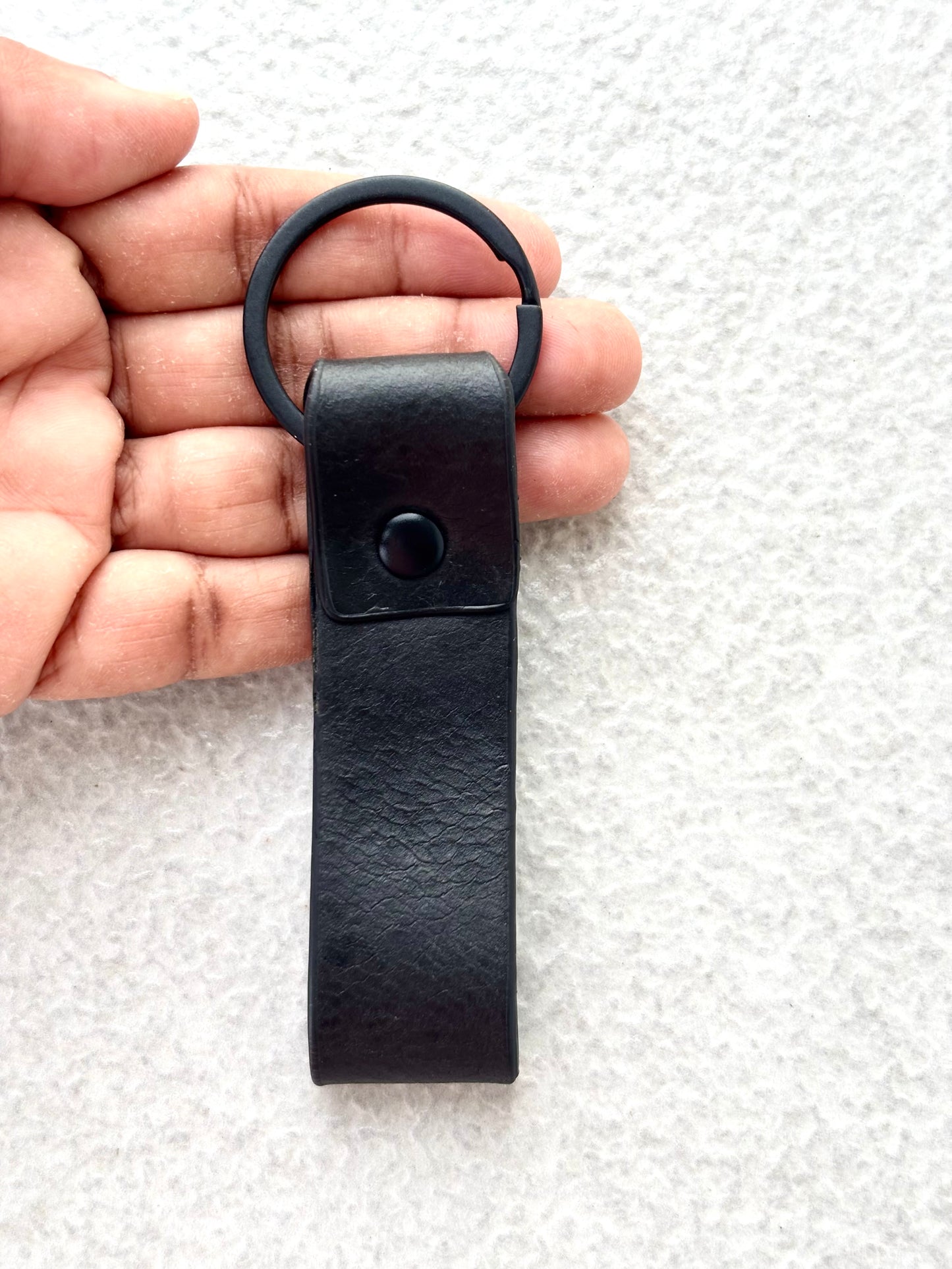 All-Black Leather Loop Keychain