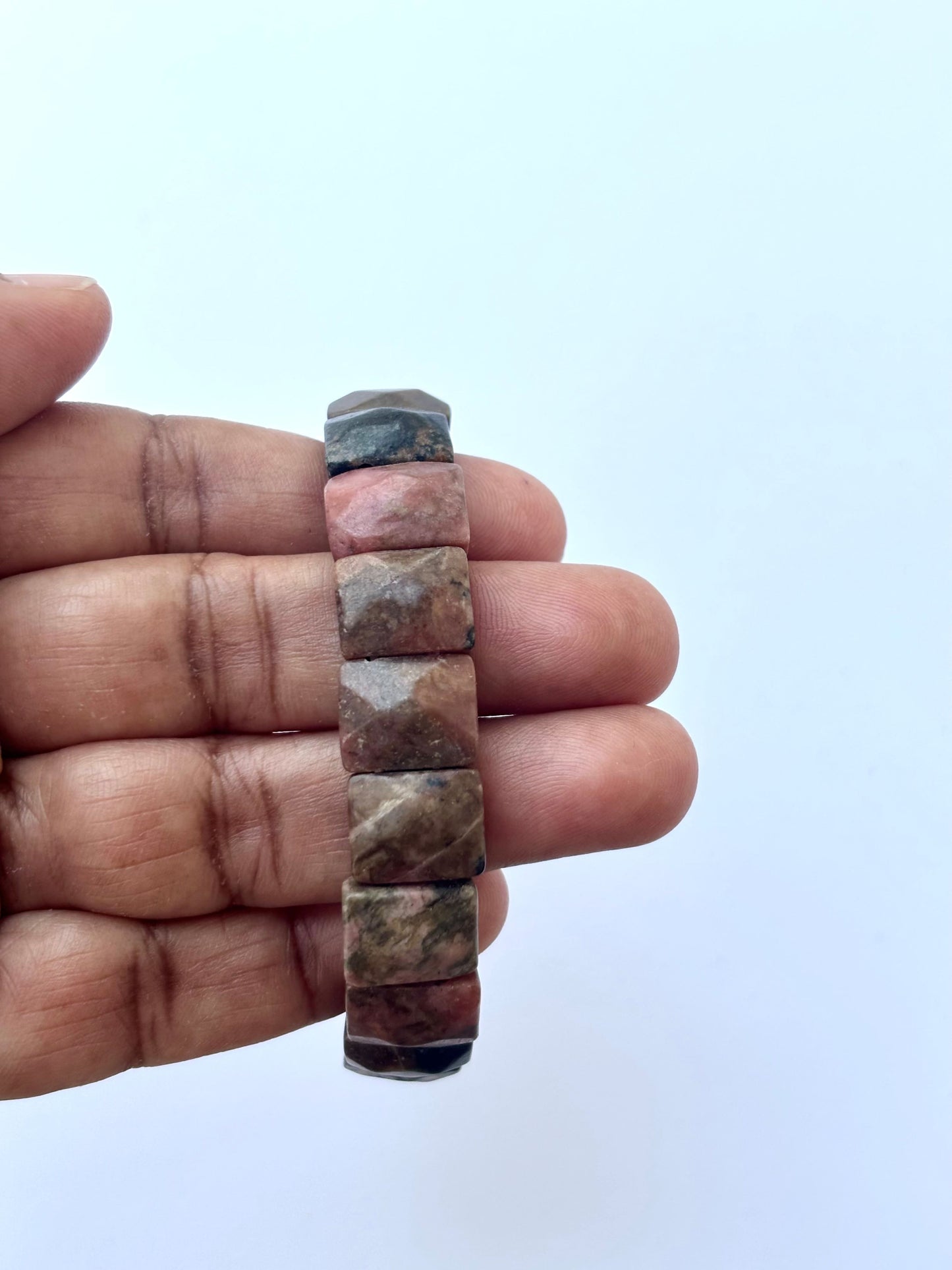 Natural Rhodonite Faceted Bead Bracelet