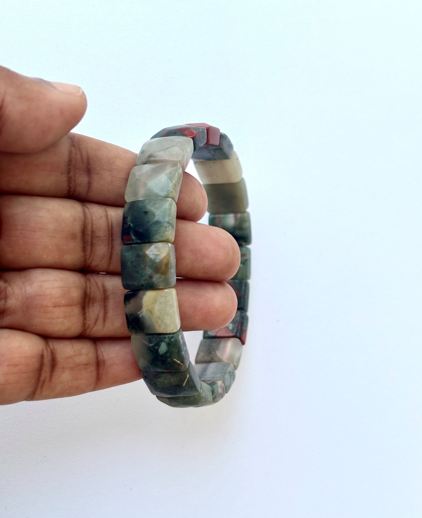 Natural Indian Agate Faceted Bead Bracelet