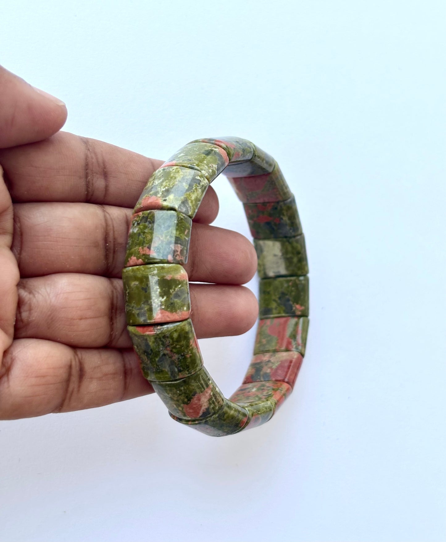 Natural Unakite Bead Bracelet