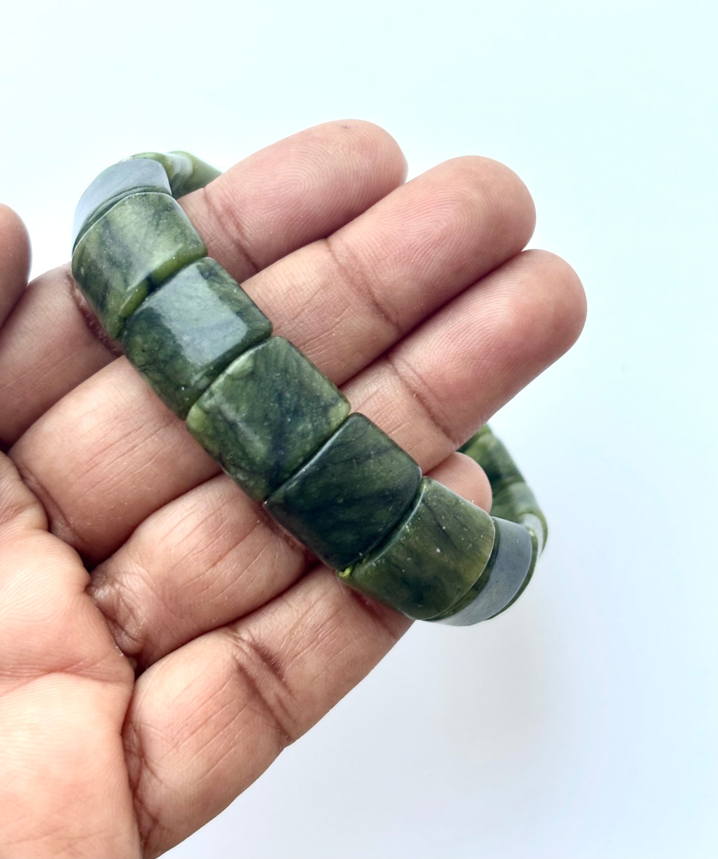 Natural Green Jade Faceted Bead Bracelet