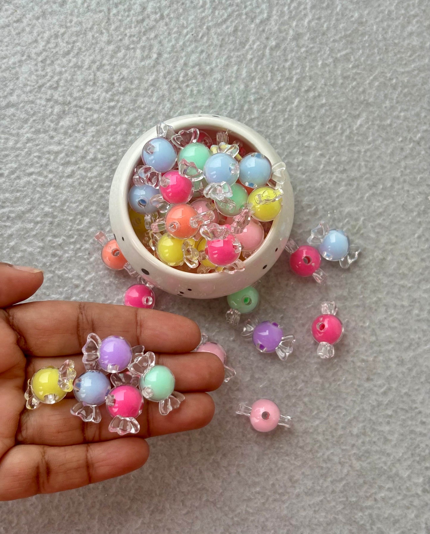 Candy Acrylic Beads with Transparent Ends Mix