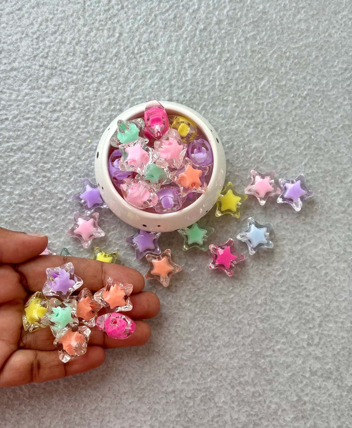 Transparent Star Acrylic Beads with Colorful Core Mix