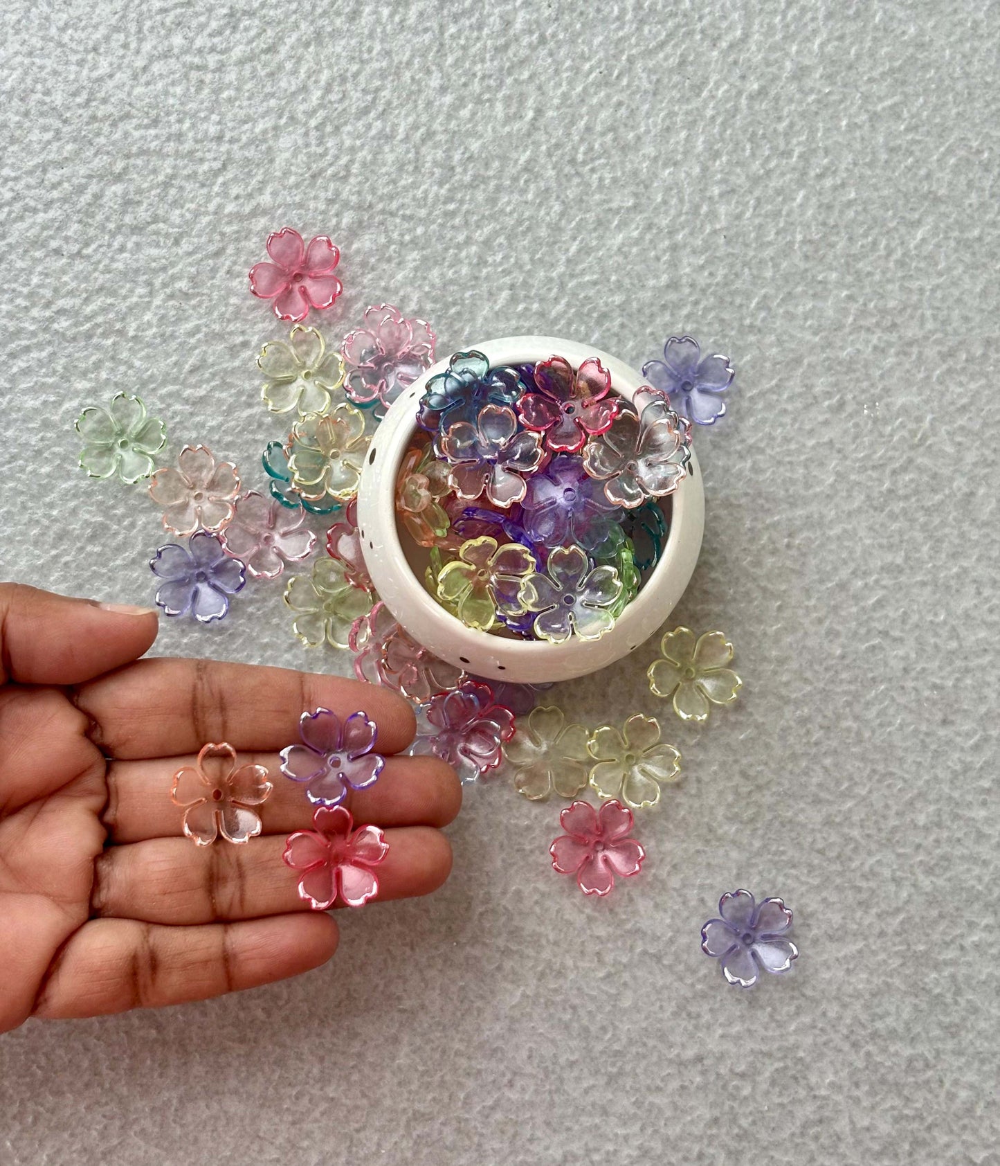 Transparent Sakura Cherry Blossom Acrylic Beads Mix