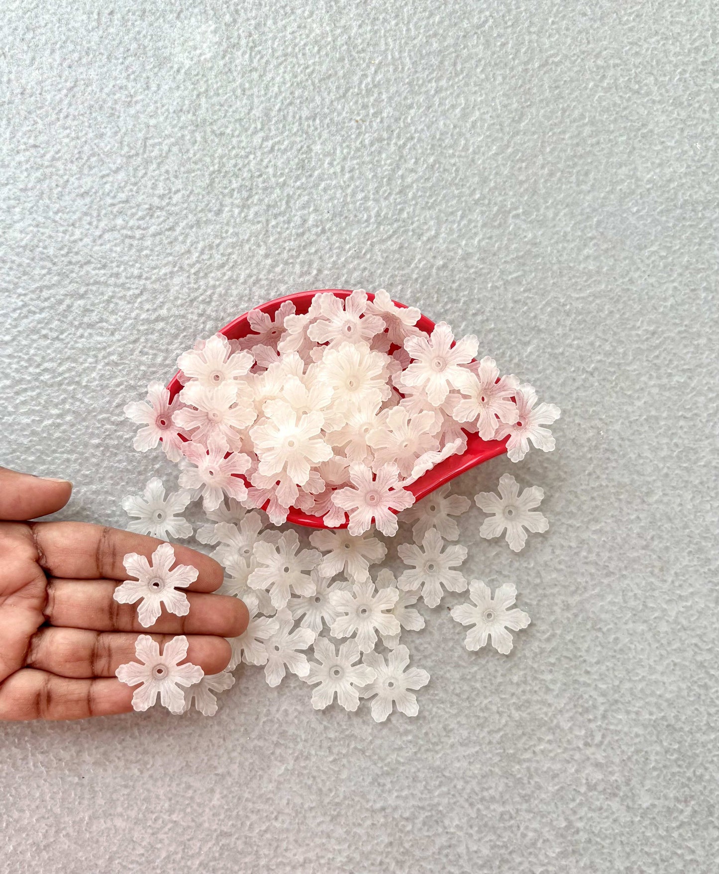 Frosted White Snowflake Style Flower Acrylic Beads