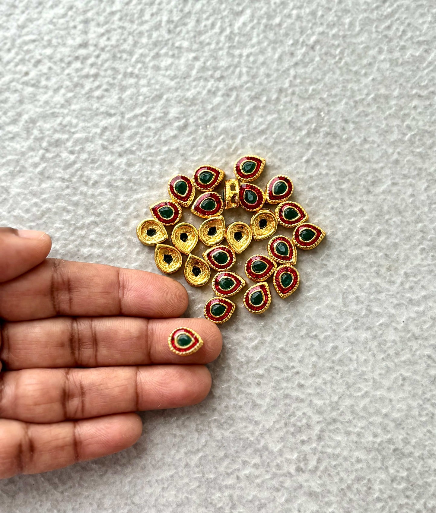 Red and Green Meenakari Kundan Drops