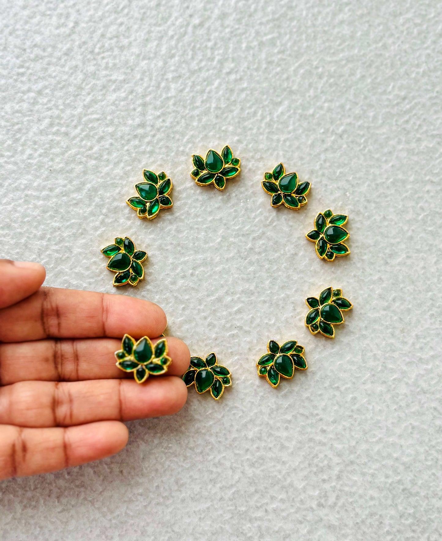Emerald Green Lotus Kundan Spacers