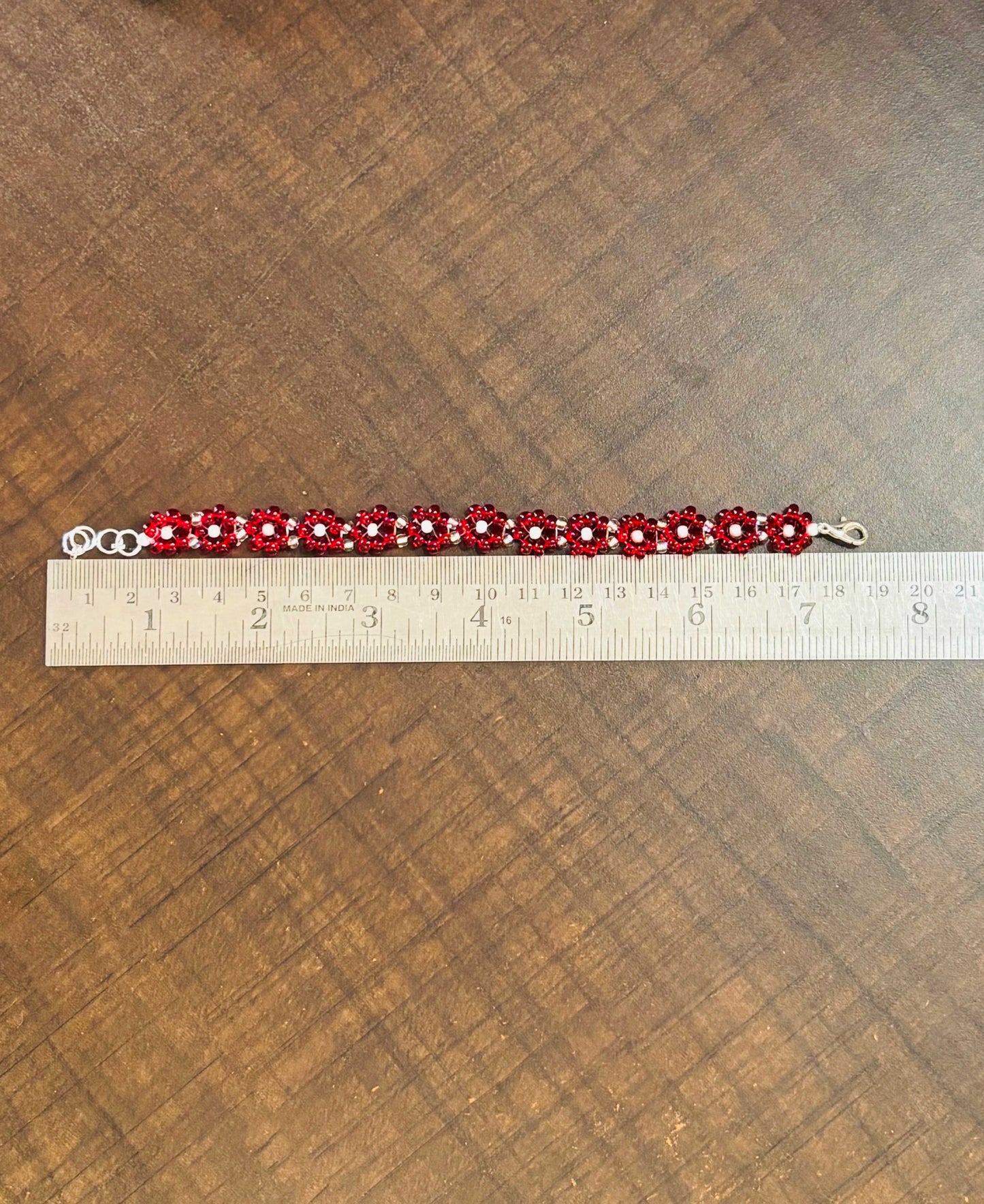 Red Bead Daisy Chain Bracelet