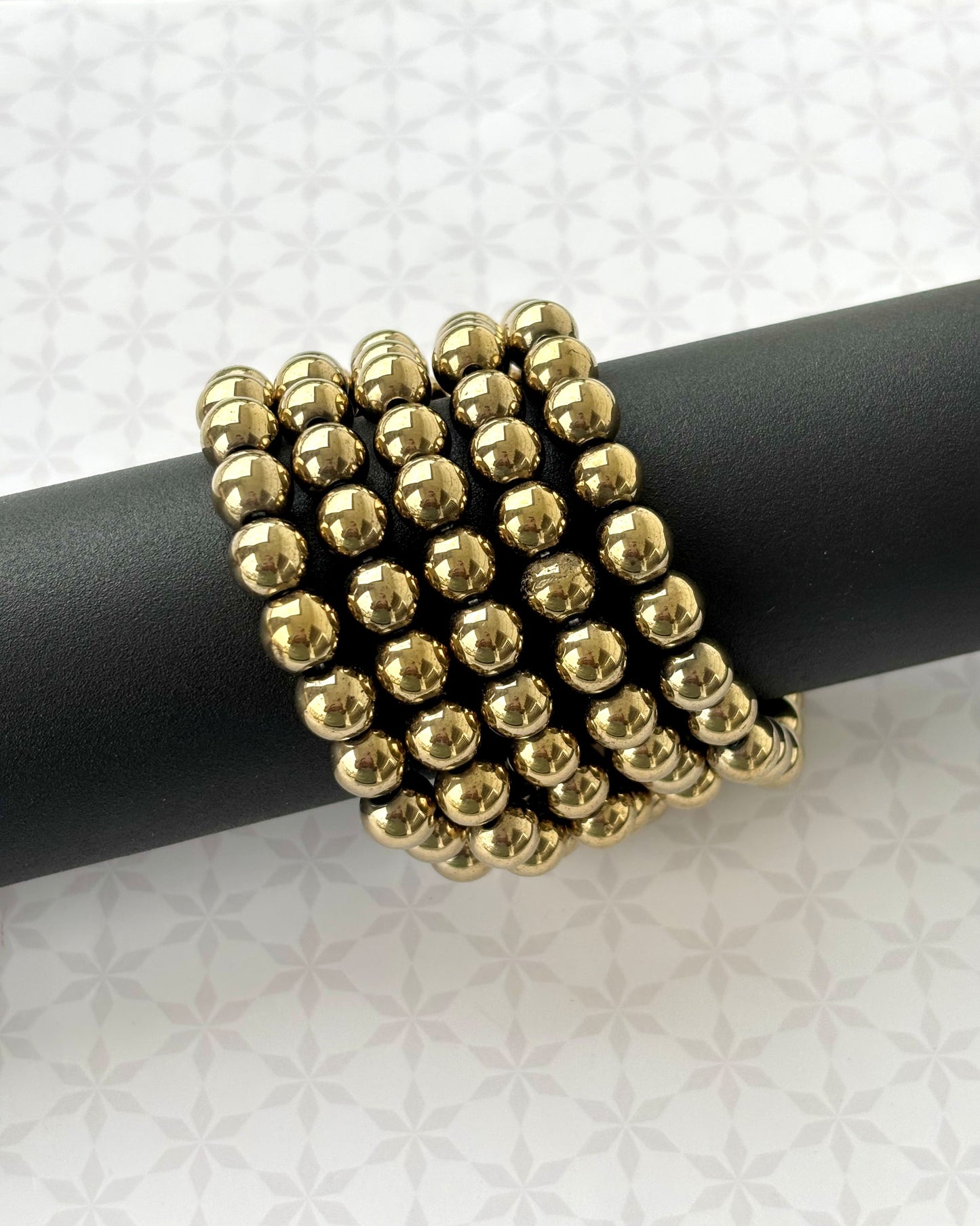 Polished Gold-Toned Beaded Bracelet