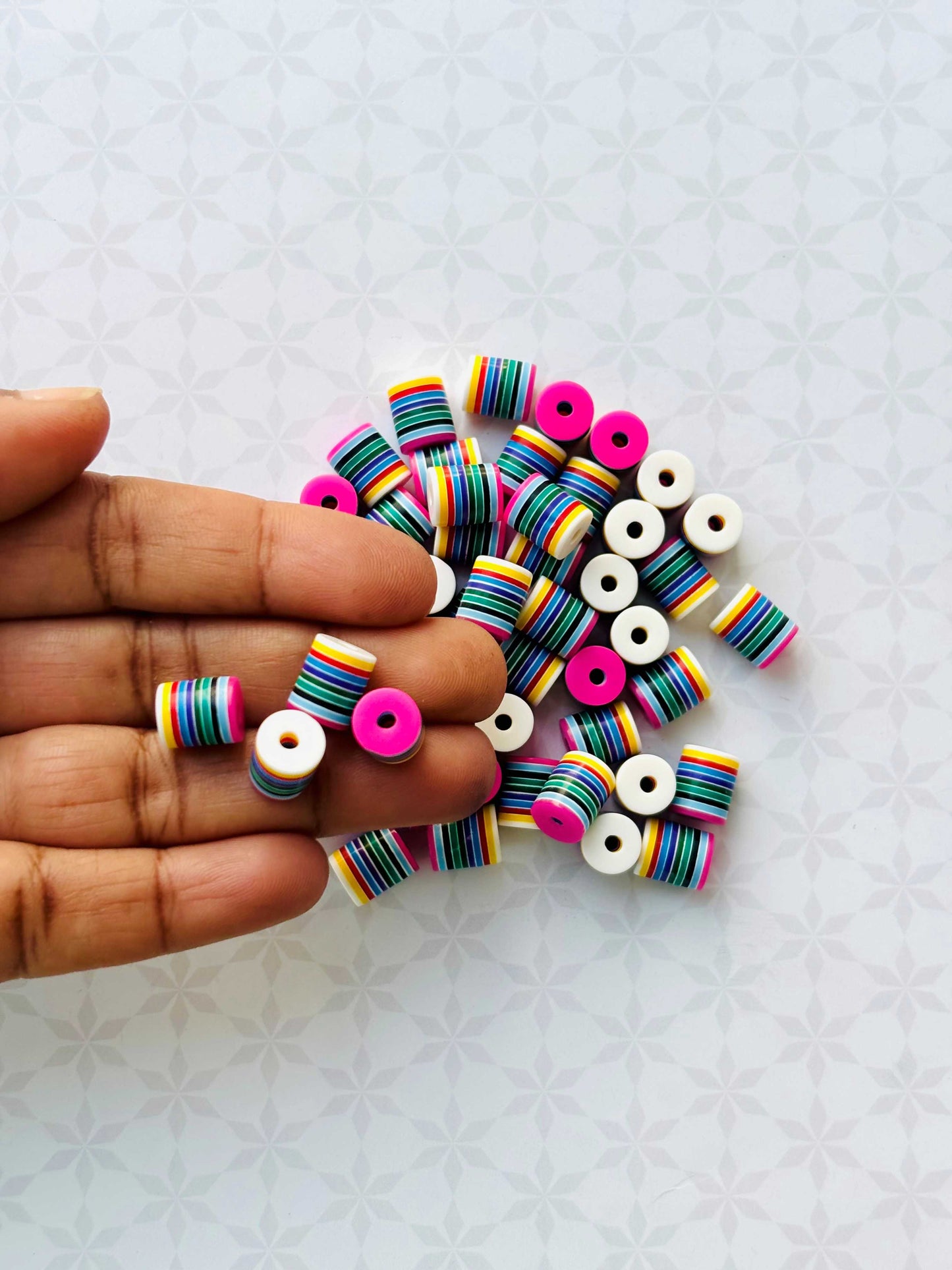 Colorful Striped Resin Spacer Beads