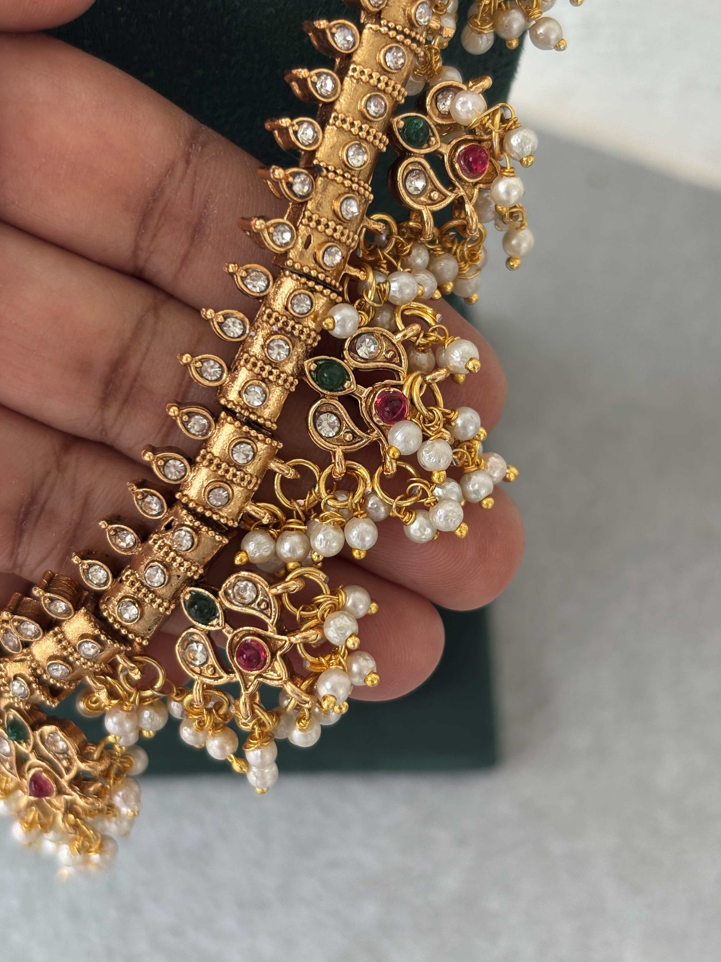 Guttapusalu Pearl Cluster Traditional Haram Set