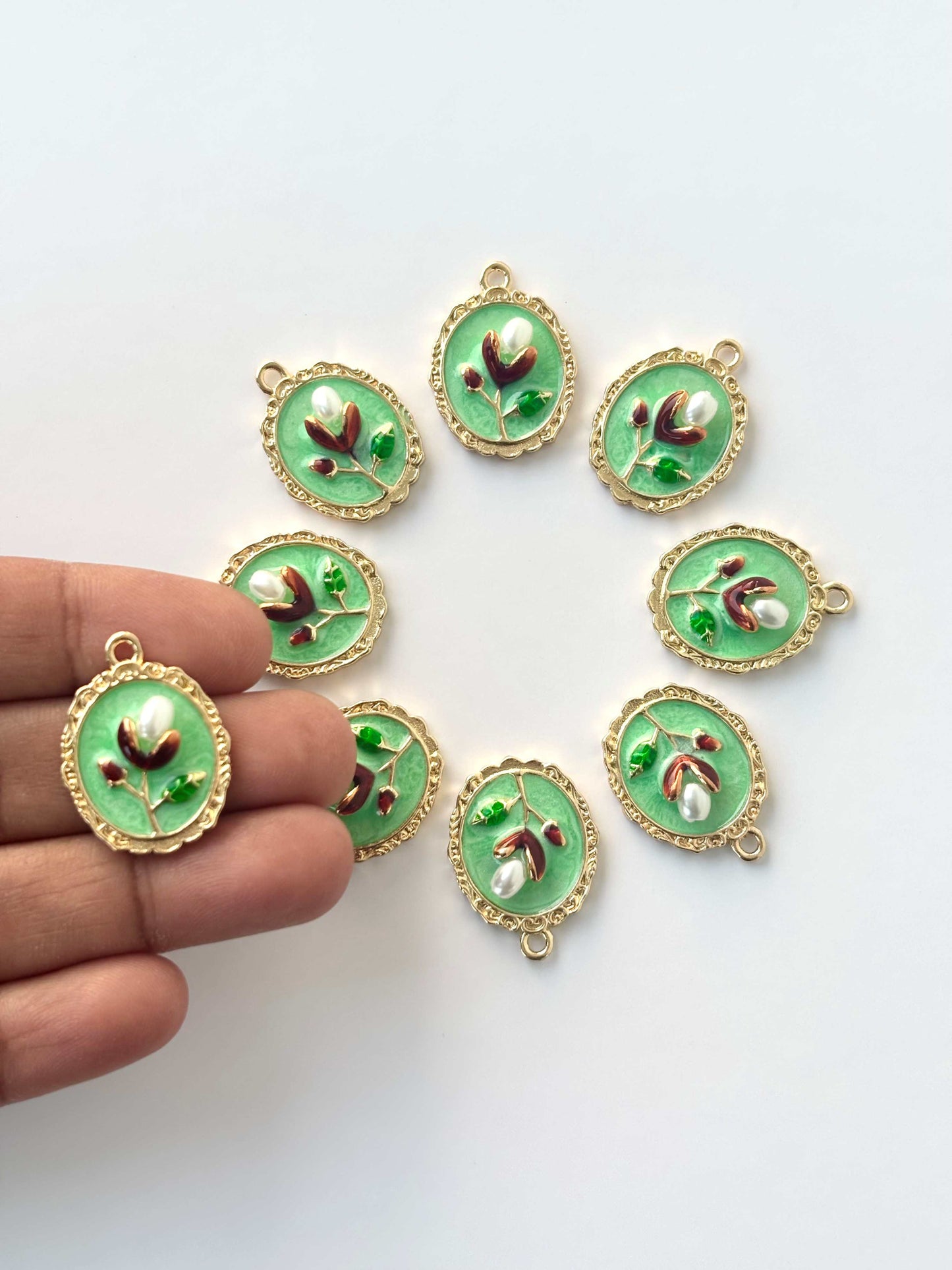 Pearl and Burgundy Bud Charms