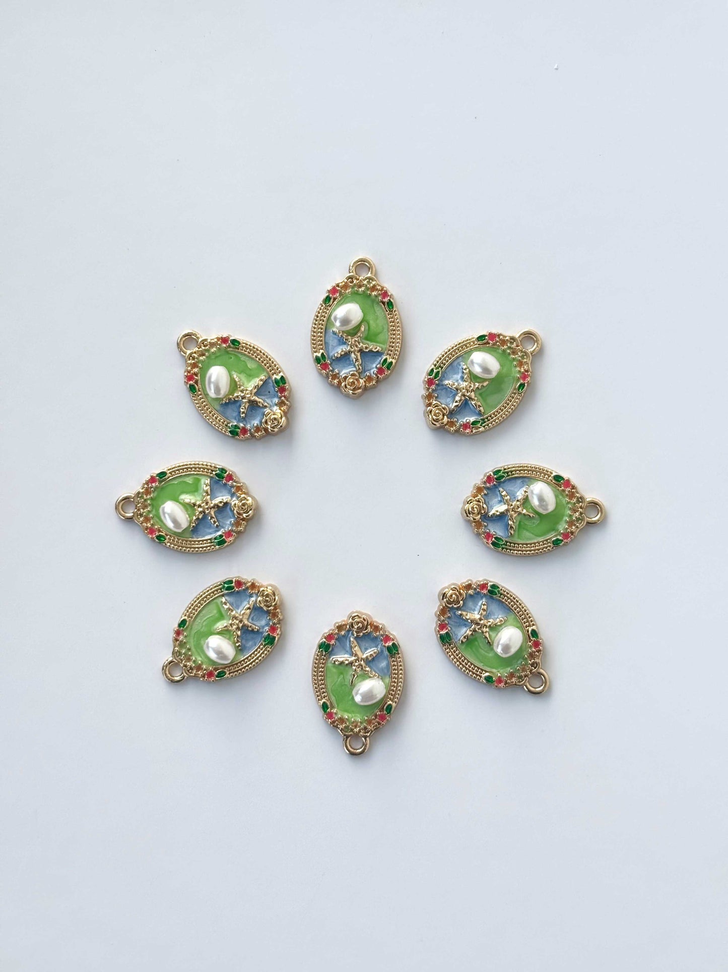 Starfish and Pearl Enamel Charms