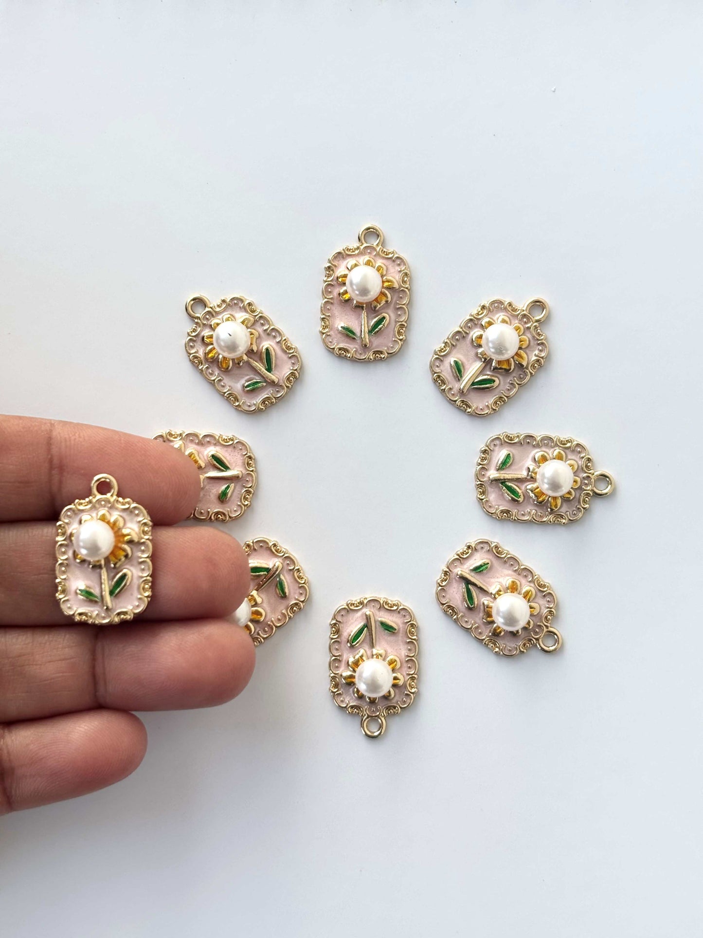 Sunflower Pearl Enamel Charms