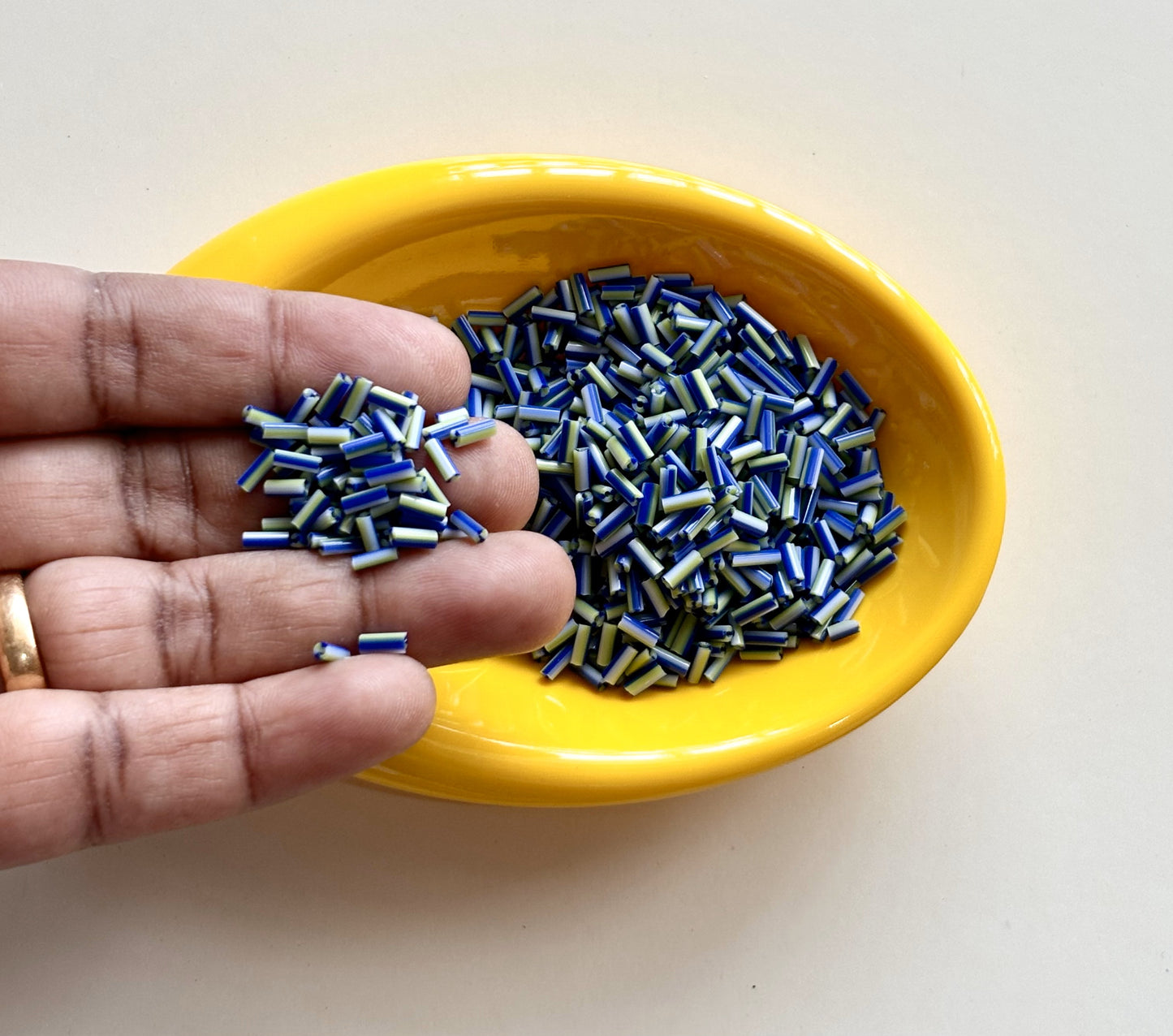 Pastel Green and Blue Tubular Beads