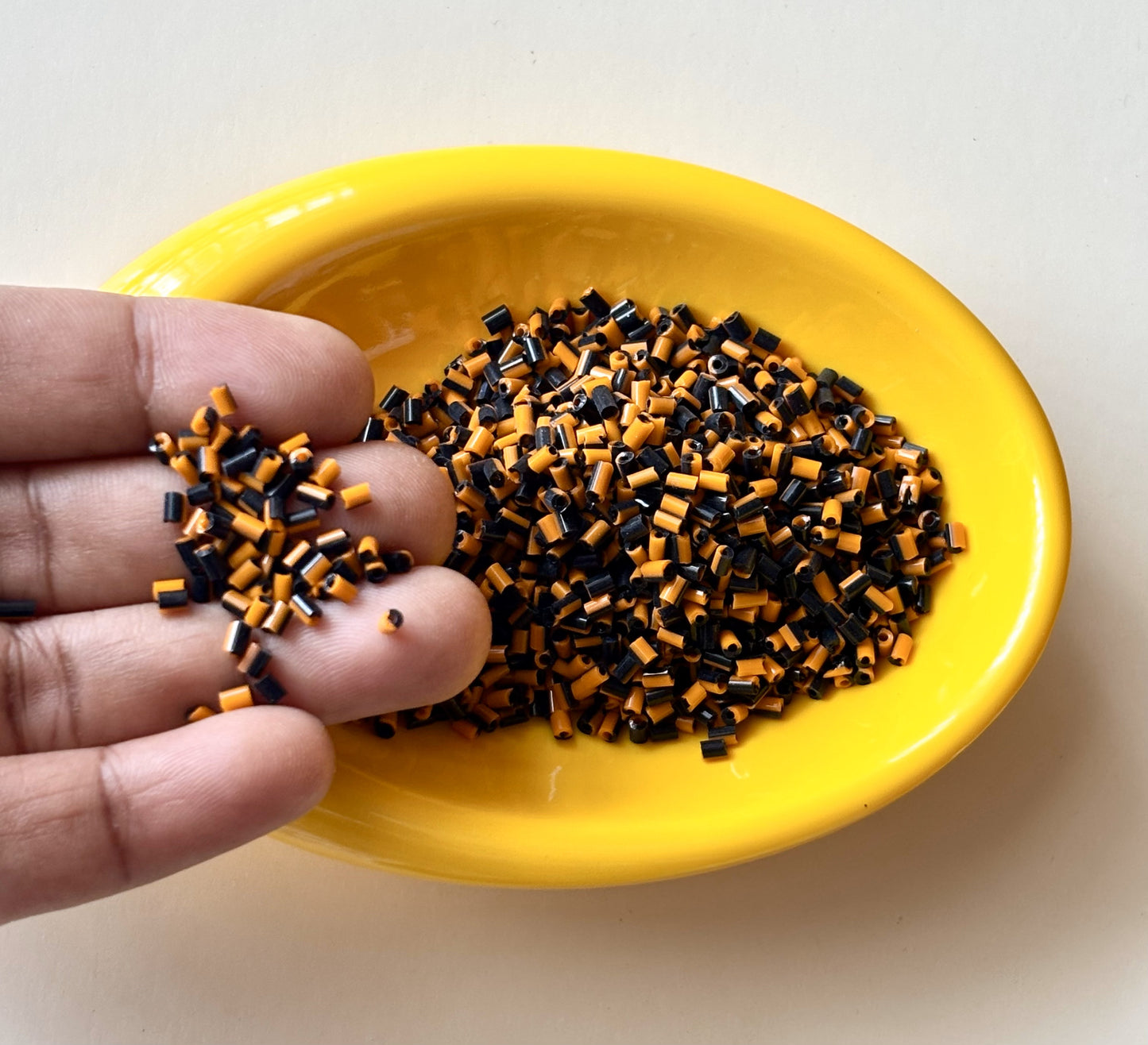 Orange and Black Two Cut Two Tone Beads