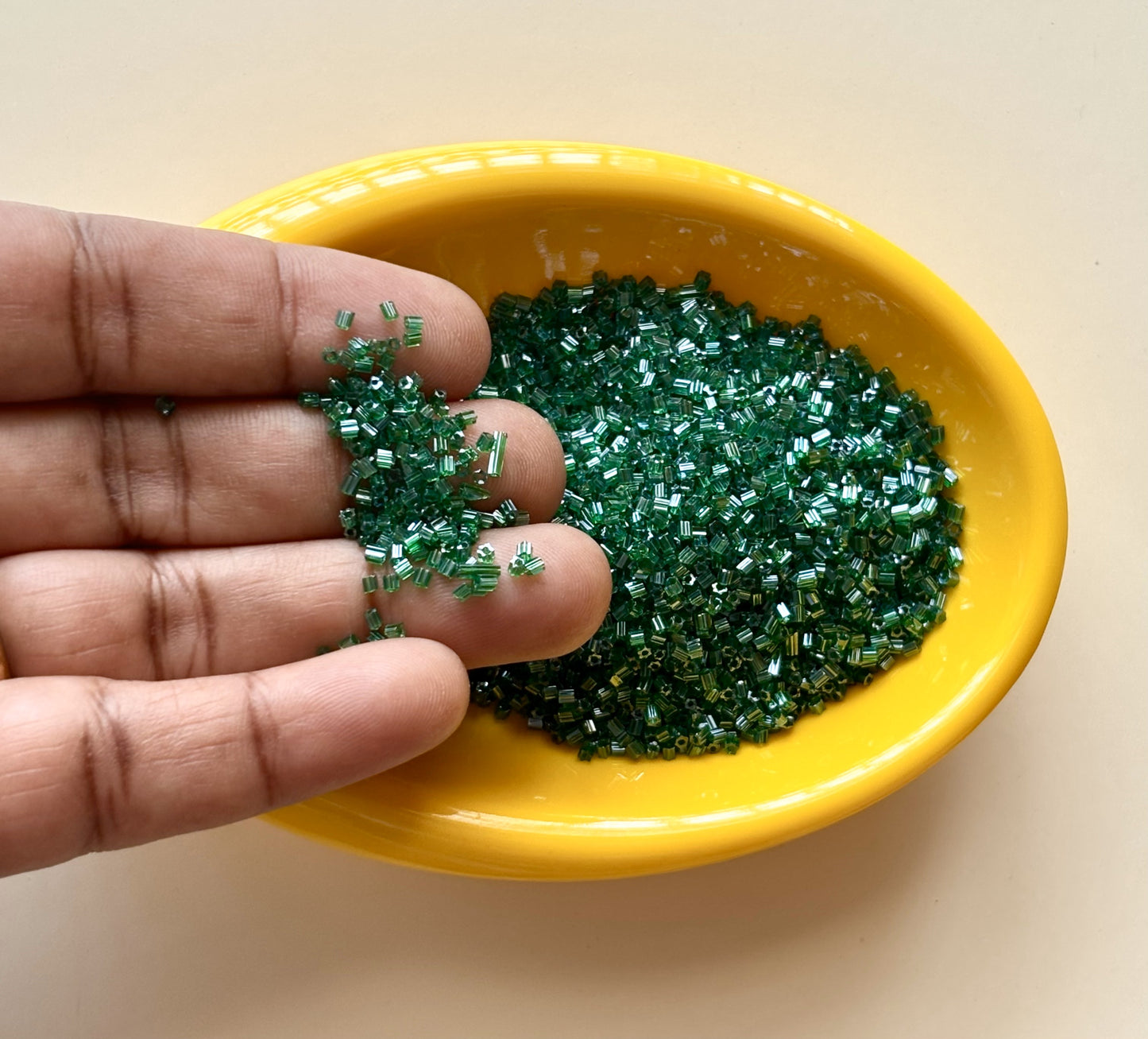 Bottle Green Hex Cut Beads