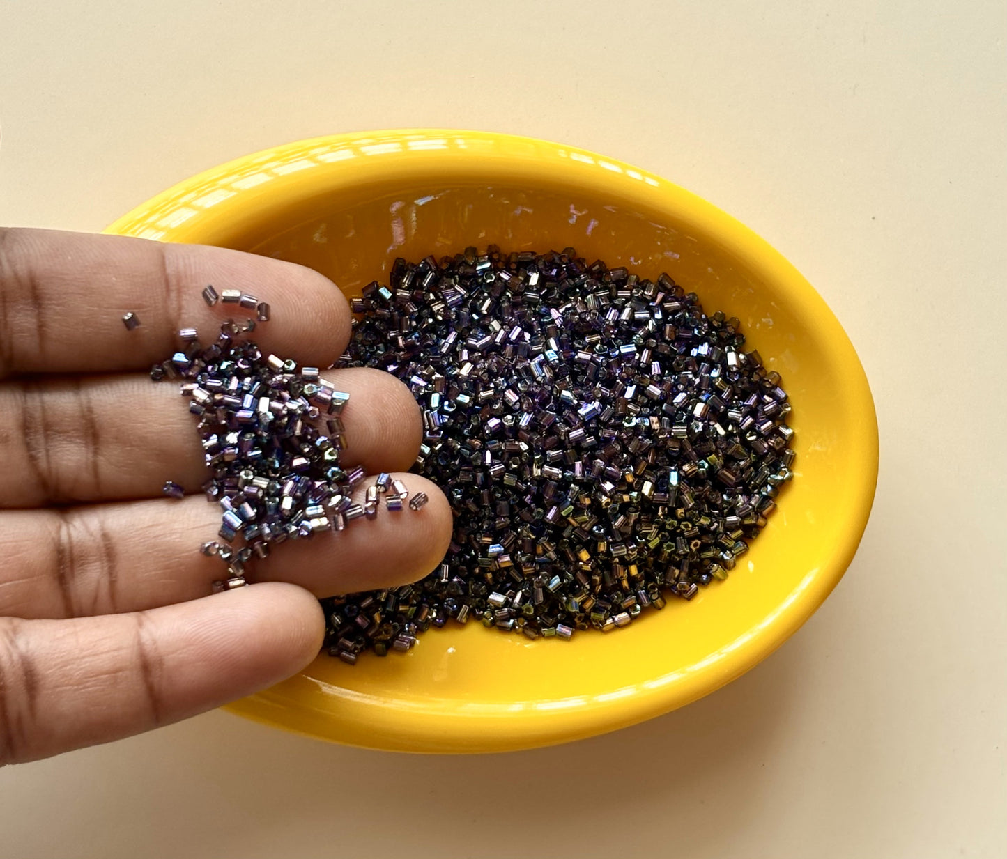 Iridescent Metallic Dark Amethyst Hex Cut Seed Beads