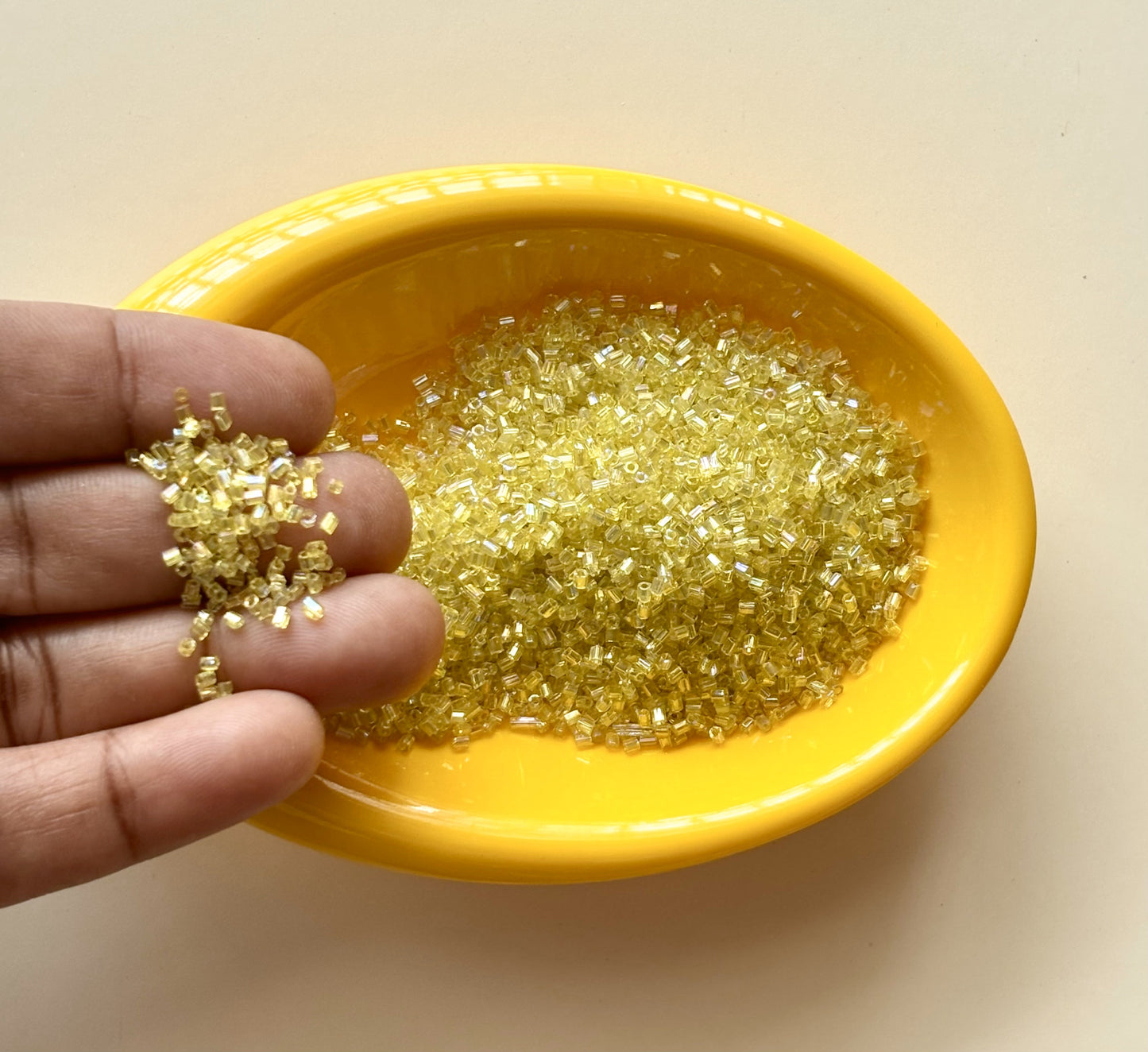 Light Yellow Hex Cut Beads