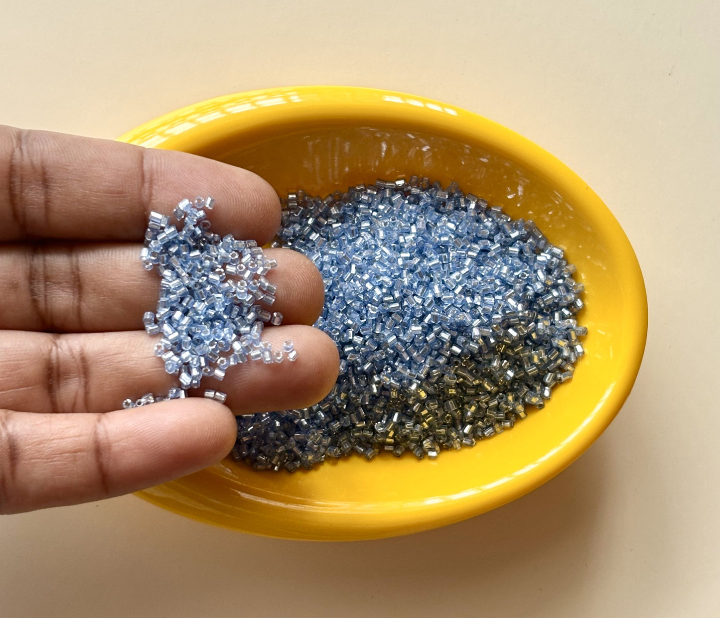 Blue Grey Hex Cut Beads