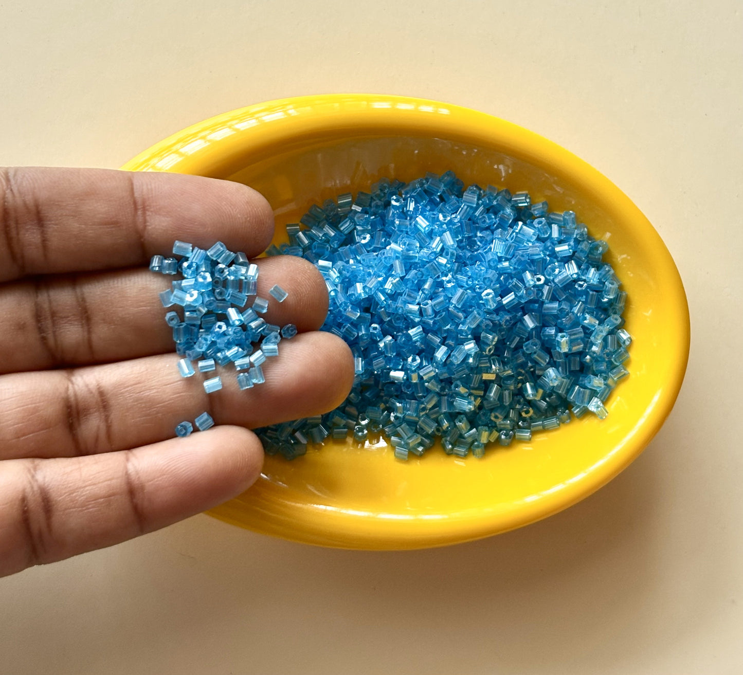 Electric Cyan Blue Two Cut Beads