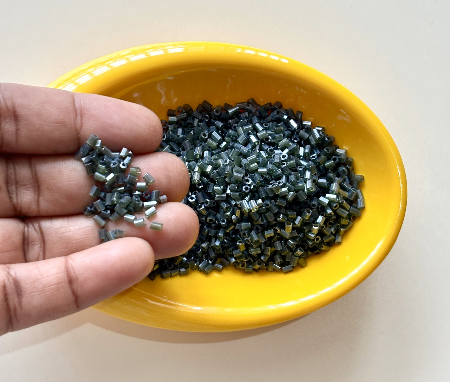 Dark Metallic Gunmetal Two Cut Beads