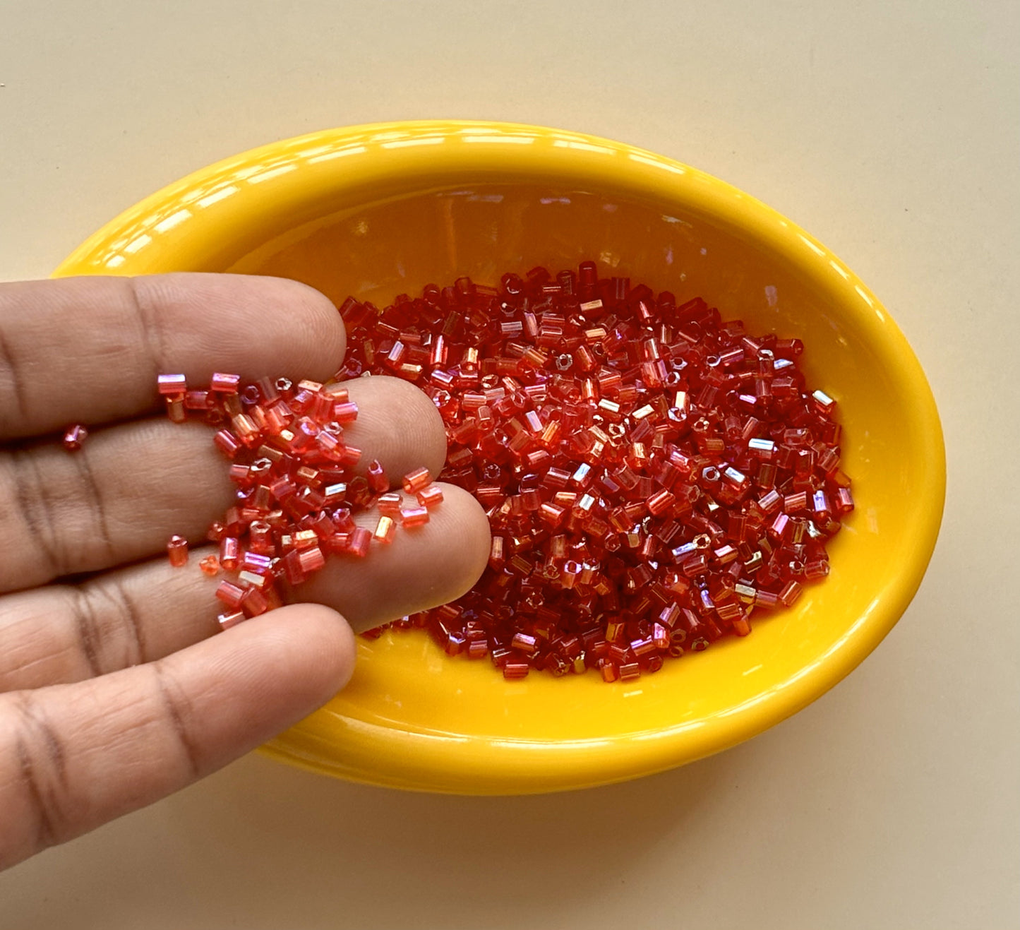 Coral Red Two Cut Beads