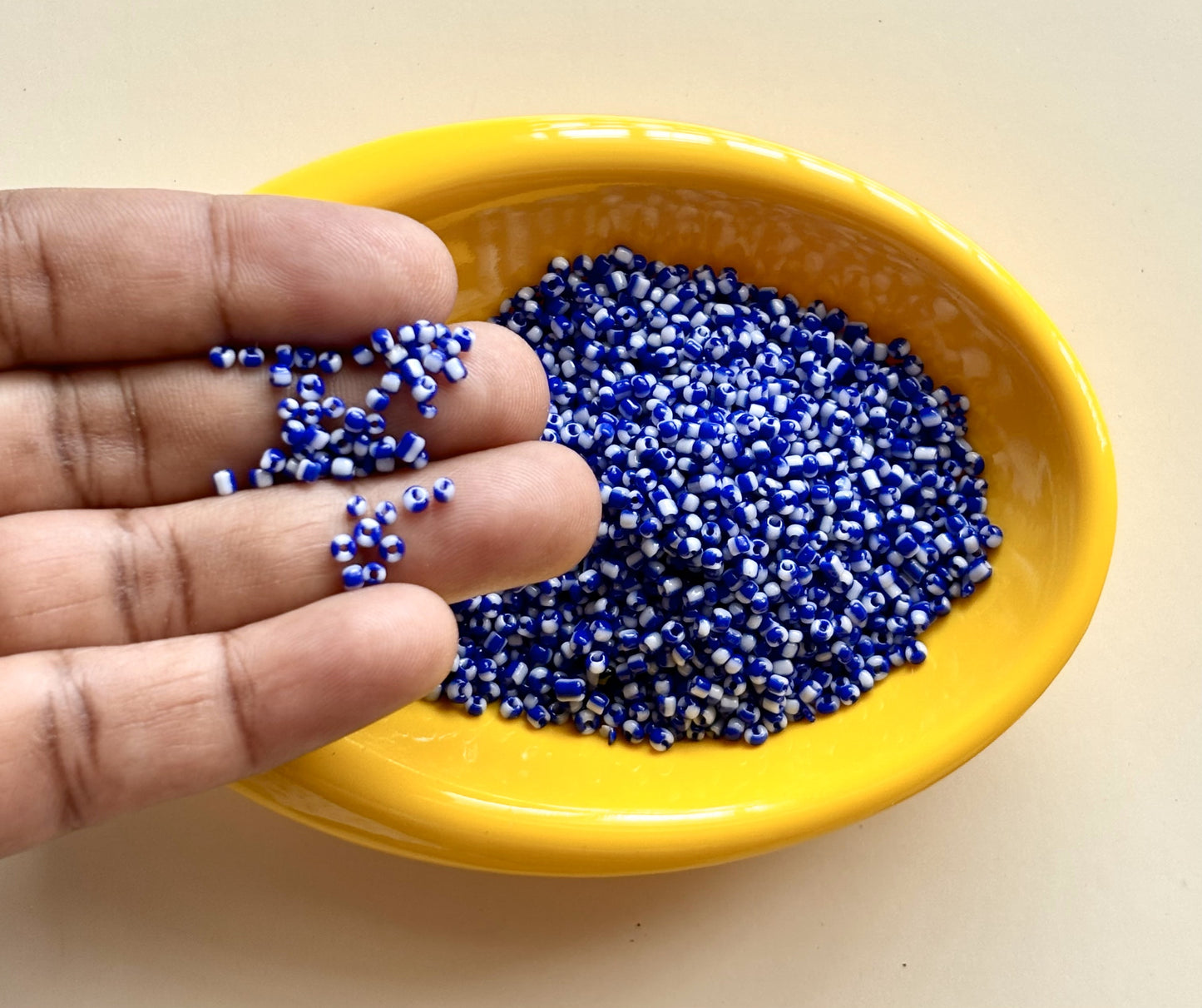 Blue and White Two Tone Seed Beads