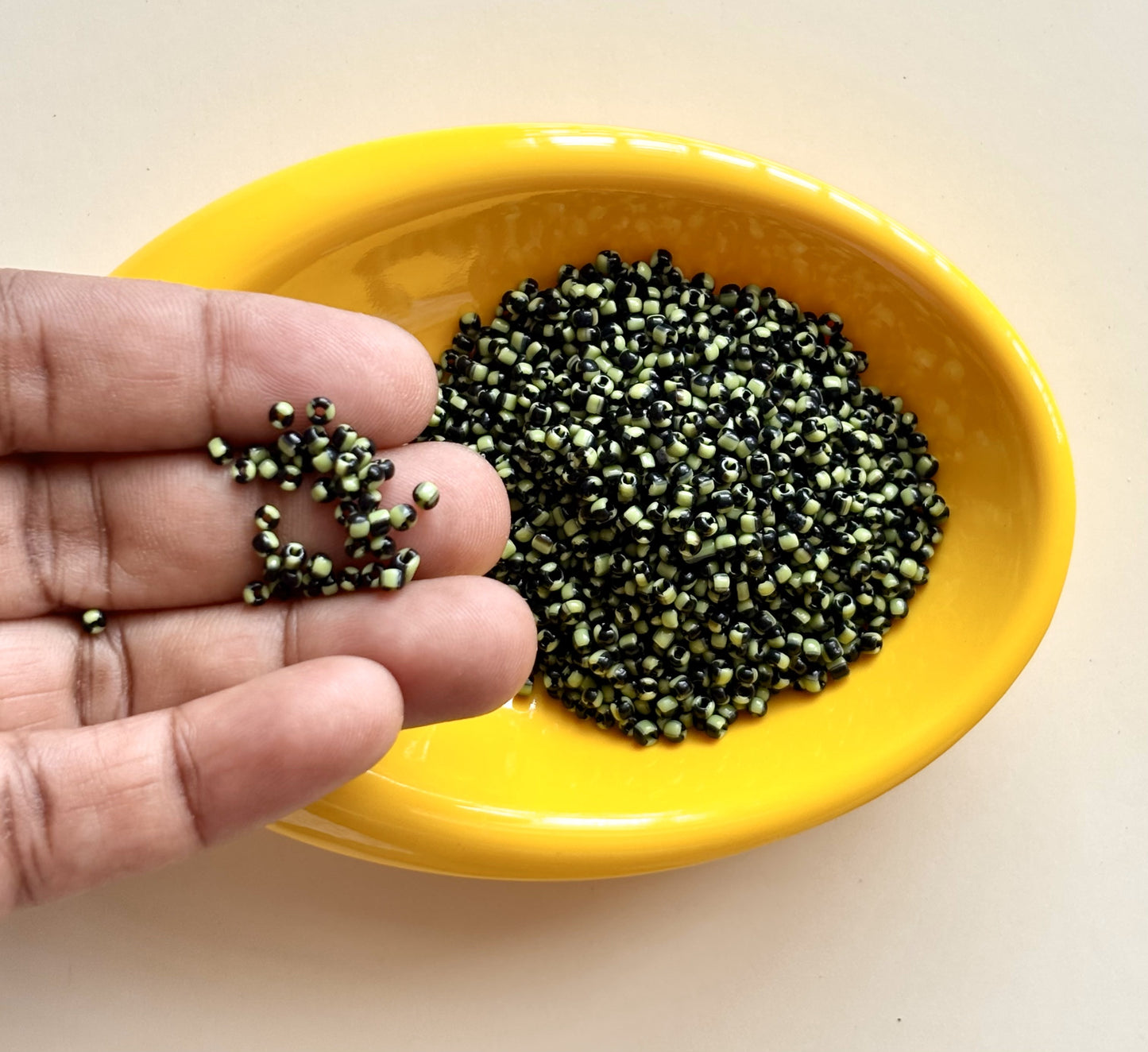 Pastel Green and Black Two Tone Seed Beads