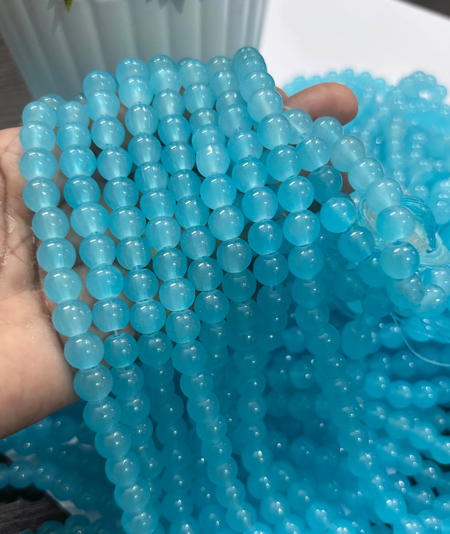 Round Blue Glass Beads