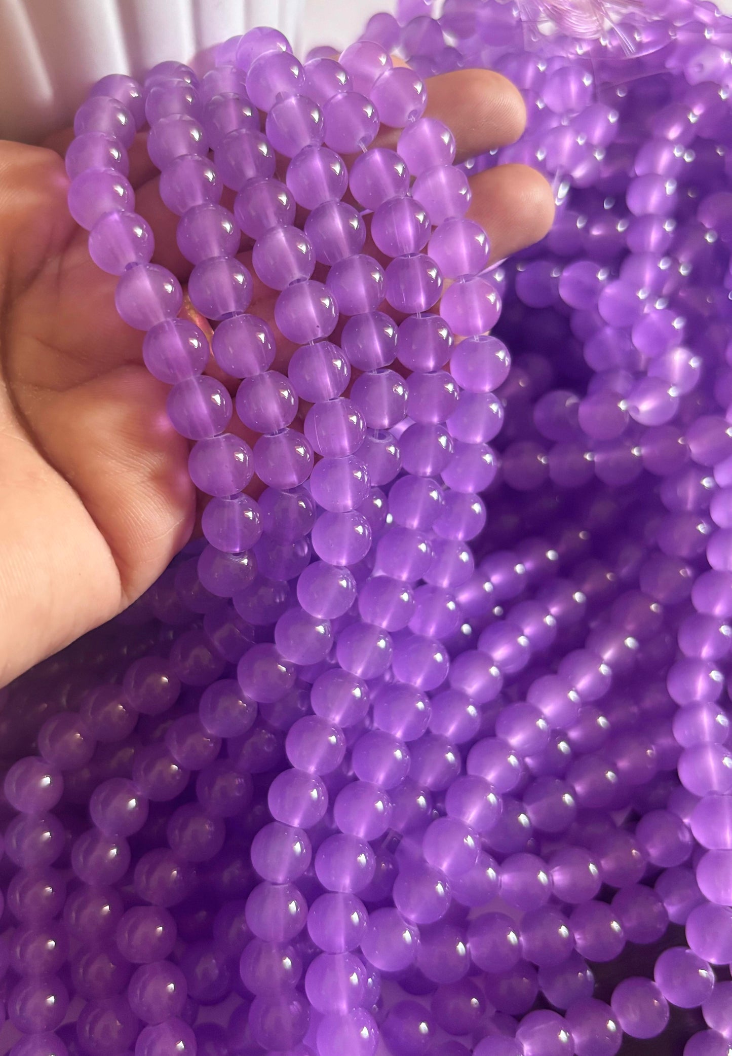 Round Lavender Glass Beads