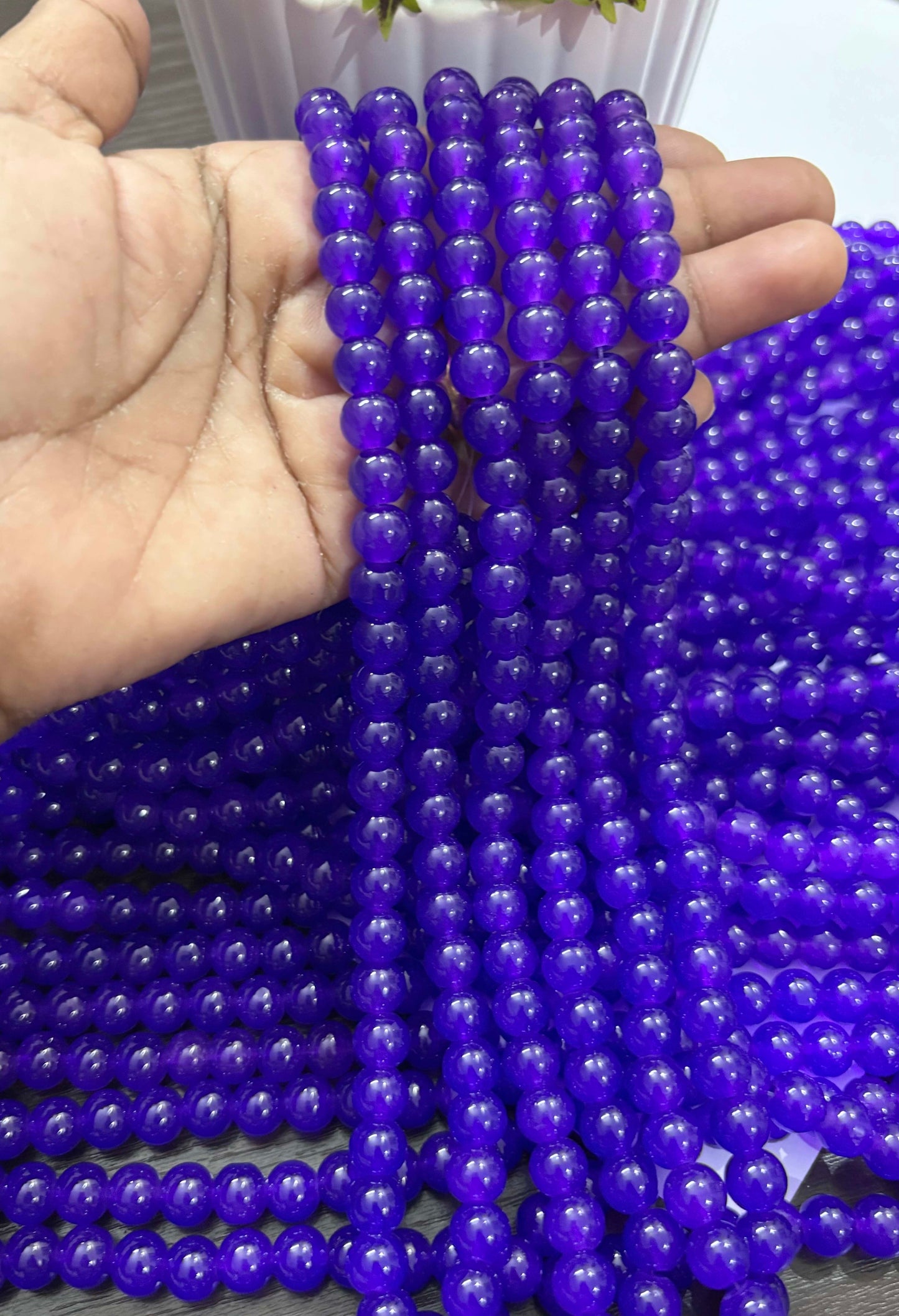 Round Violet Glass Beads