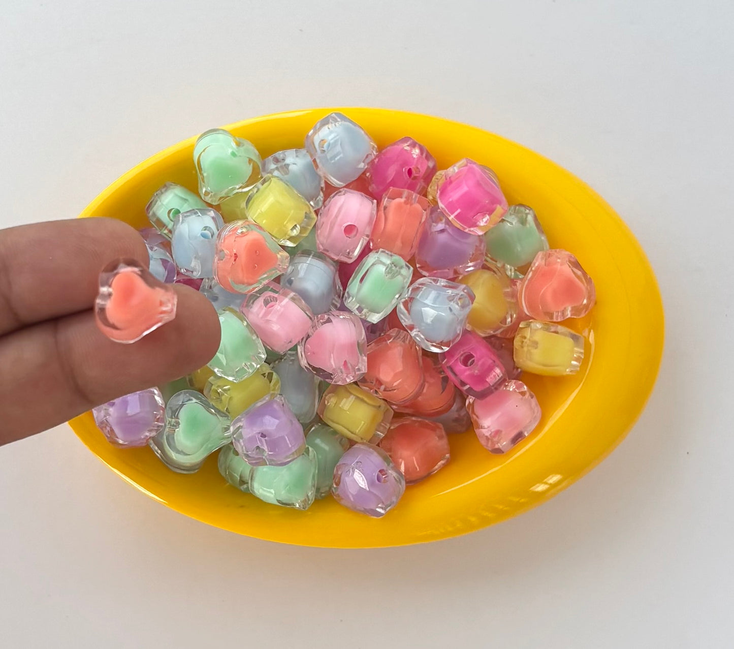 Pastel Heart-Shaped Translucent Beads