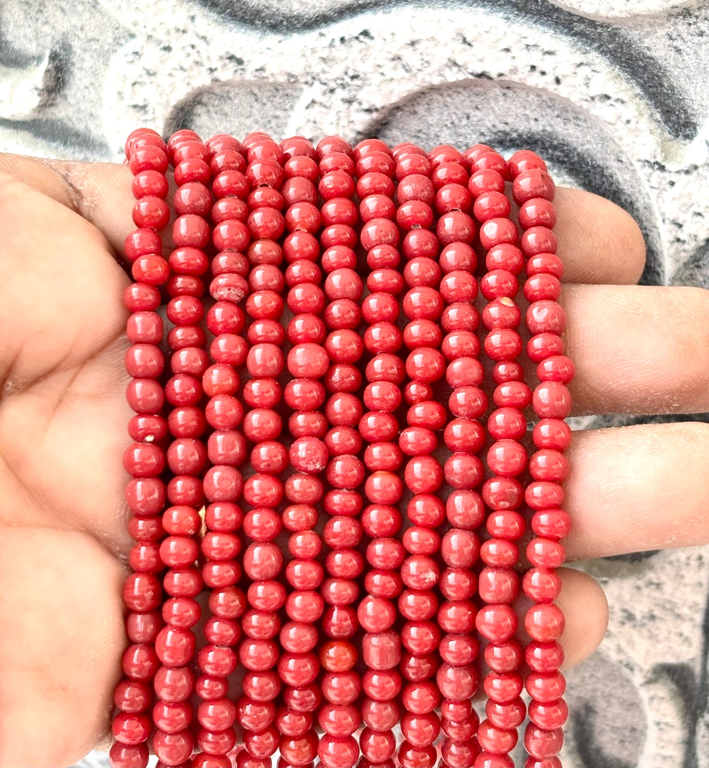 Coral Red Glass Beads 4MM